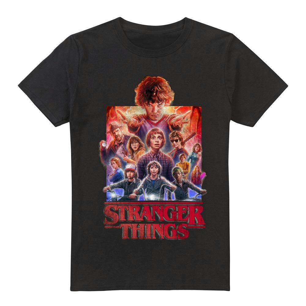 Stranger Things Men's Black Group Shot T-Shirt - 4XL