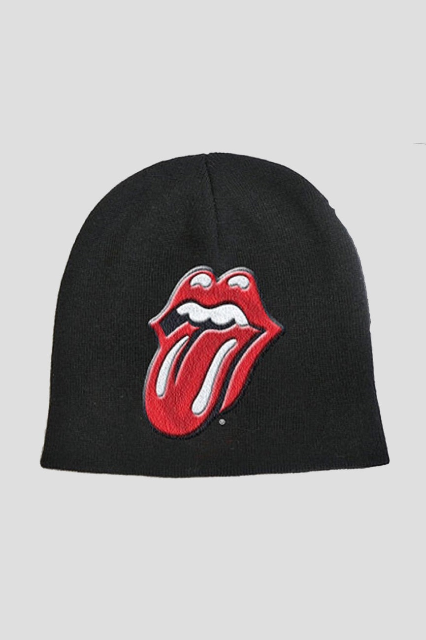 Paradiso Clothing Unisex Black The Rolling Stones Classic Tongue Beanie Hat - One Size