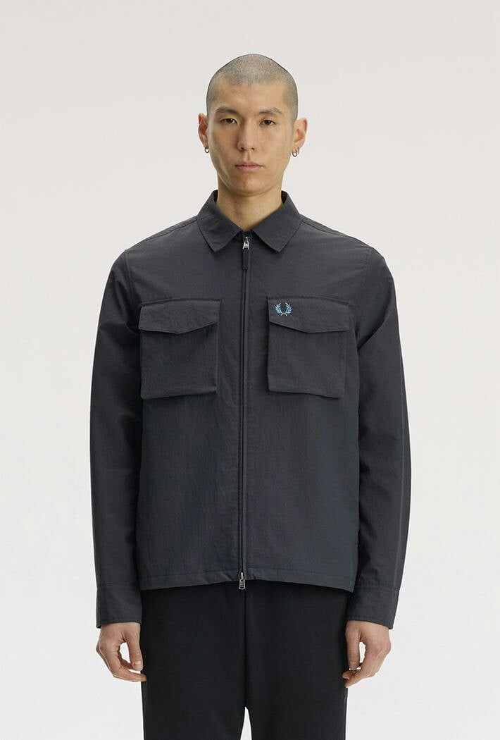 Fred Perry Grey Ripstop Pocket Overshirt - Xl