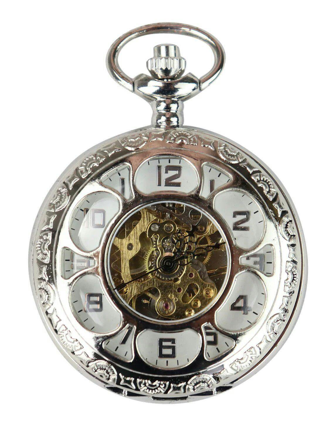 Truclothing Silver Pocket Watch Mechanical Peaky Blinders Hunter Automatic - One Size