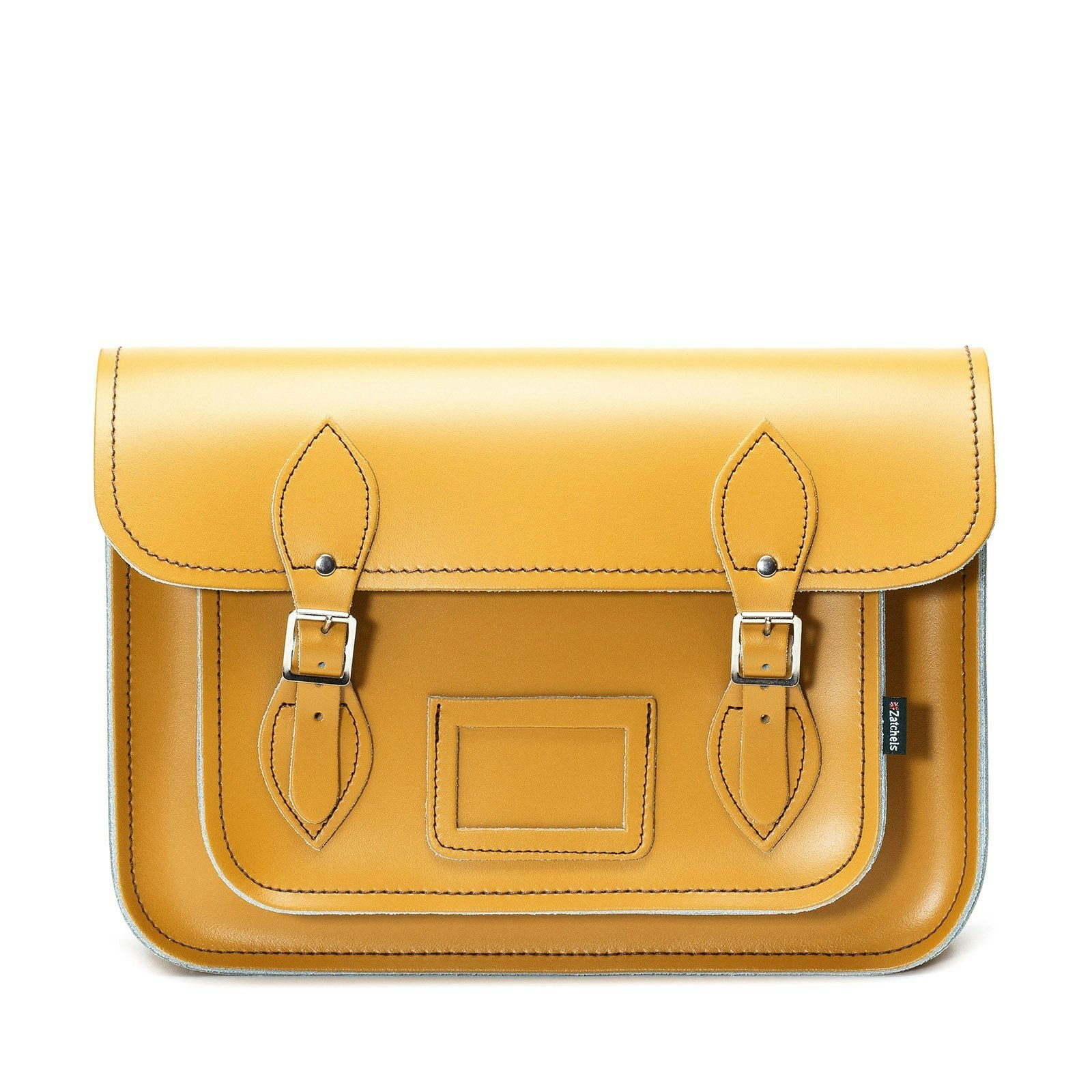 Zatchels Yellow Handmade Leather Satchel - Ochre - 14.5"