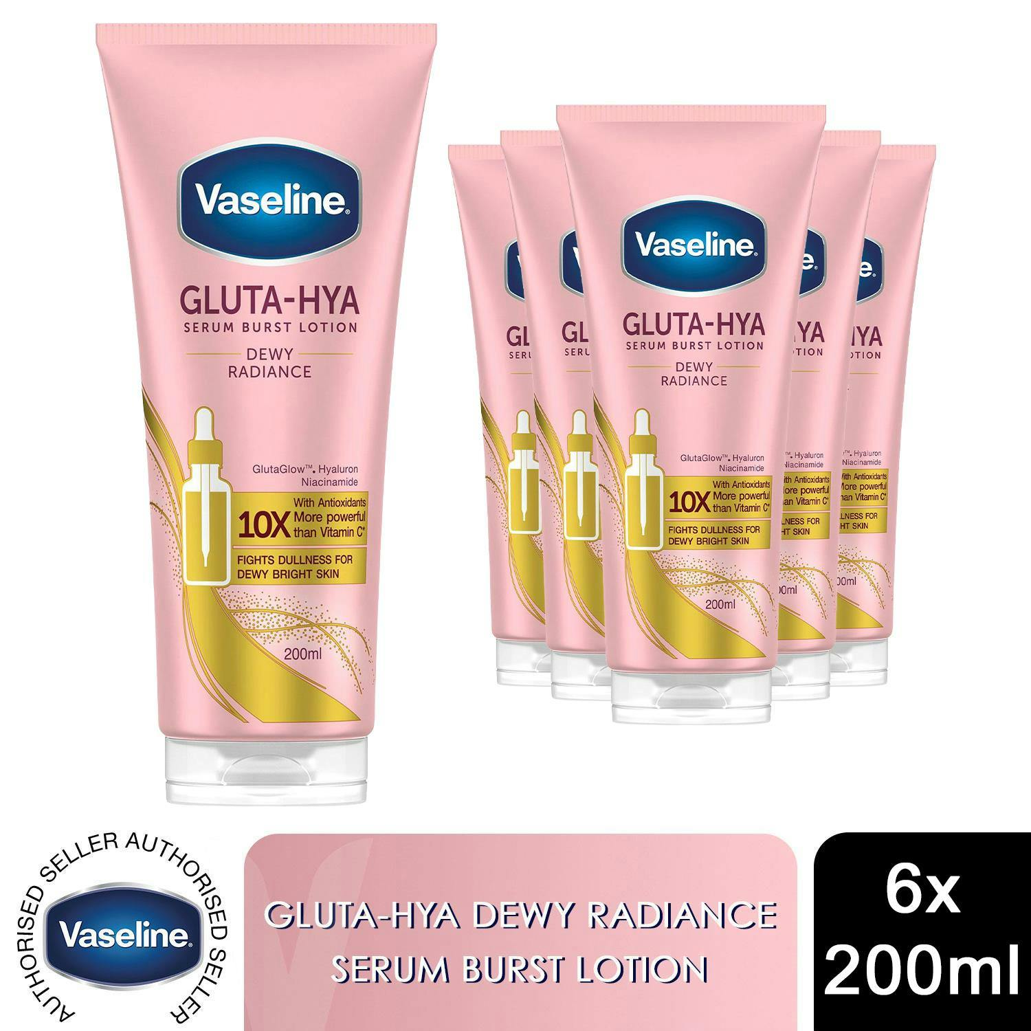 Vaseline Body Lotion Gluta-Hya Dewy Radiance Serum Burst Skin Care 200Ml, 6 Pack - Image 6