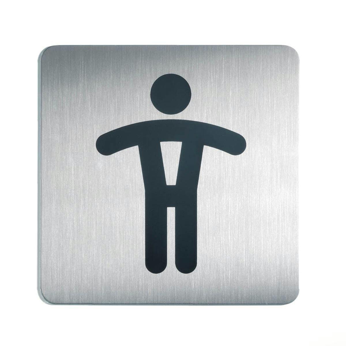 Rackhams Men's Adhesive Wc Symbol Bathroom Toilet Sign | Stainless Steel | Square