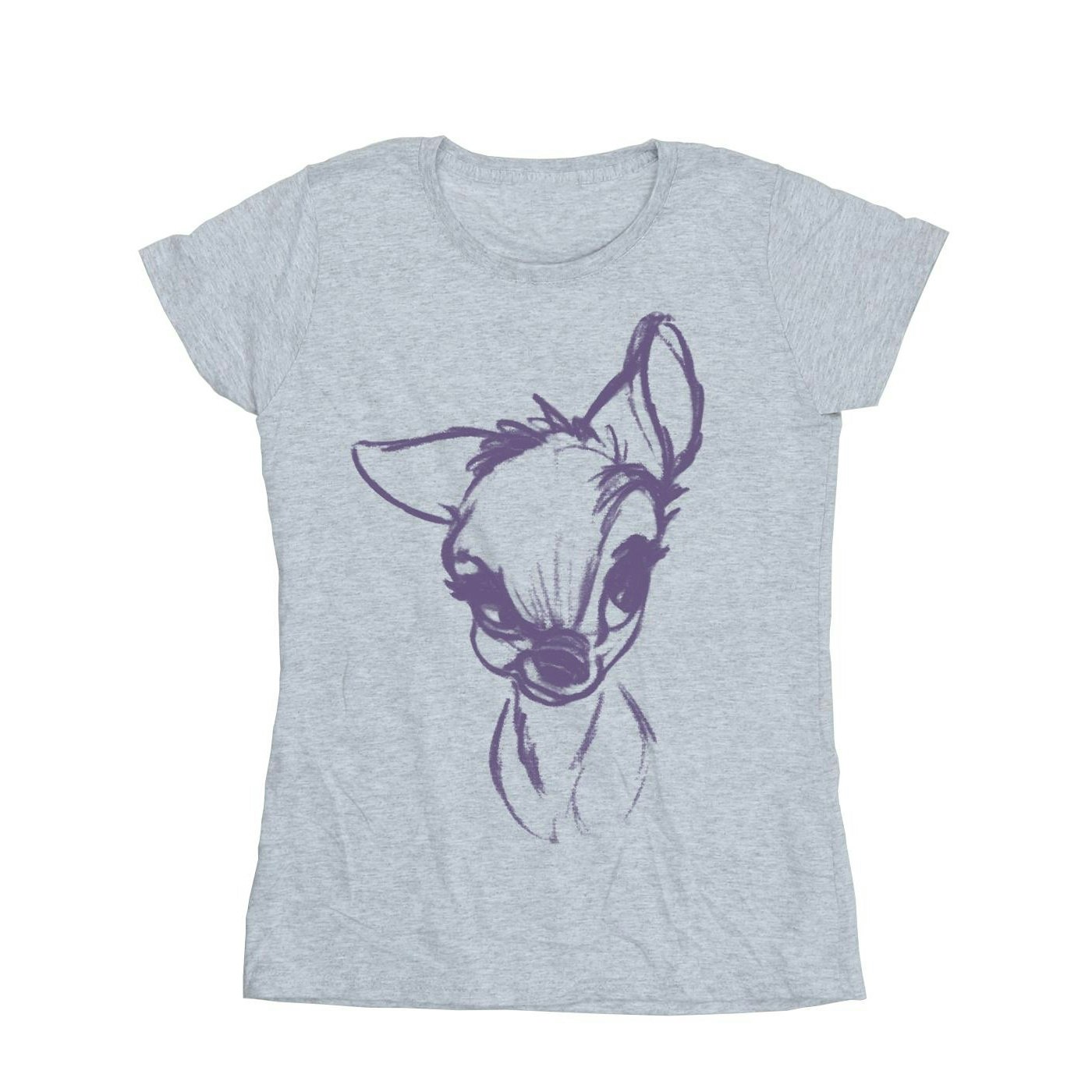 Disney Women's Grey / Bambi Mood Cotton T-Shirt - Sports - Sports - Medium