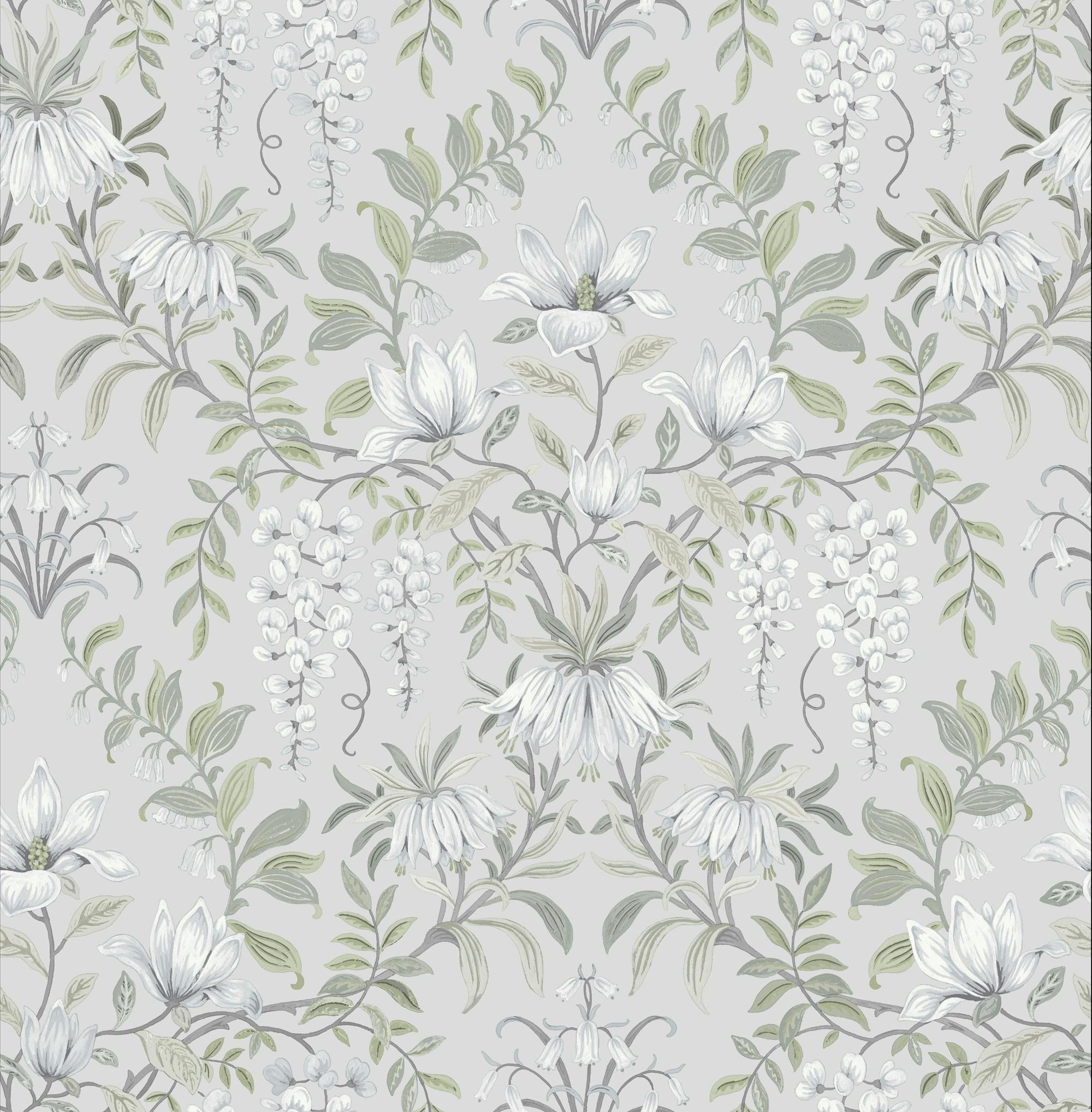 Laura Ashley Green Parterre Wallpaper - Sage - 10M