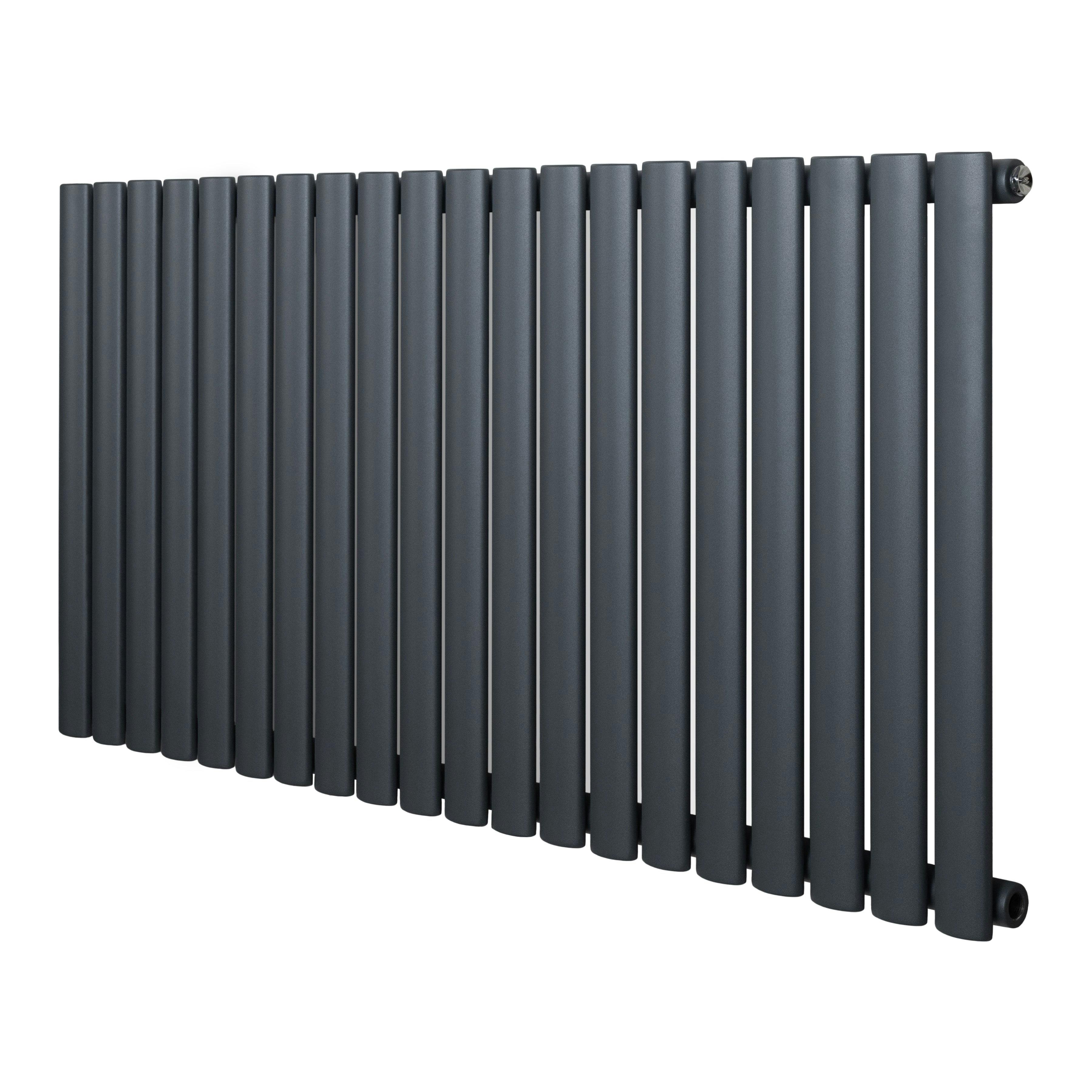 Monstershop Anthracite/Grey Oval Single Column Radiator - 600 X 1200Mm