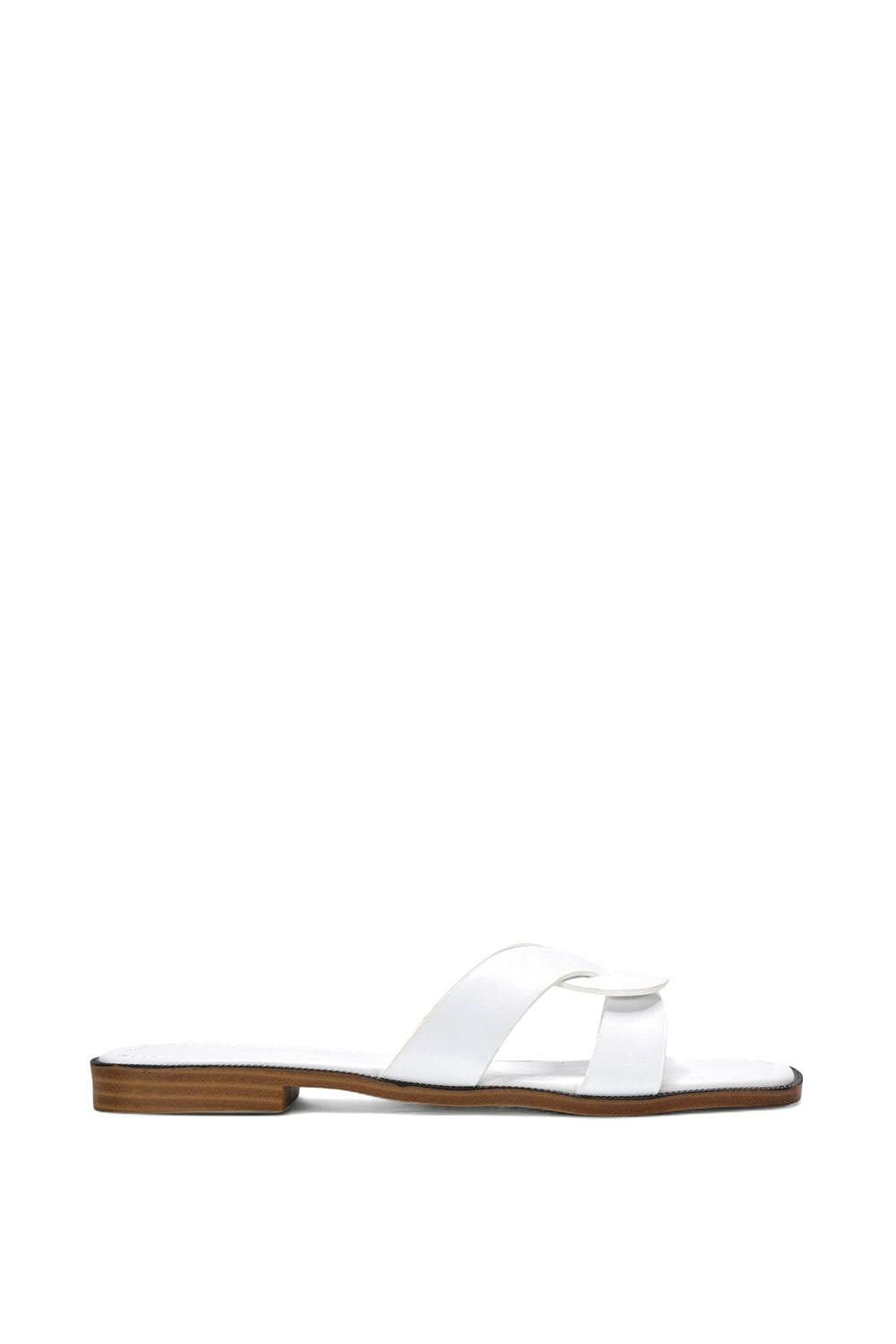 Xy London Women's White Open Toe Slip On Slider Sandals With Square Toe - 6