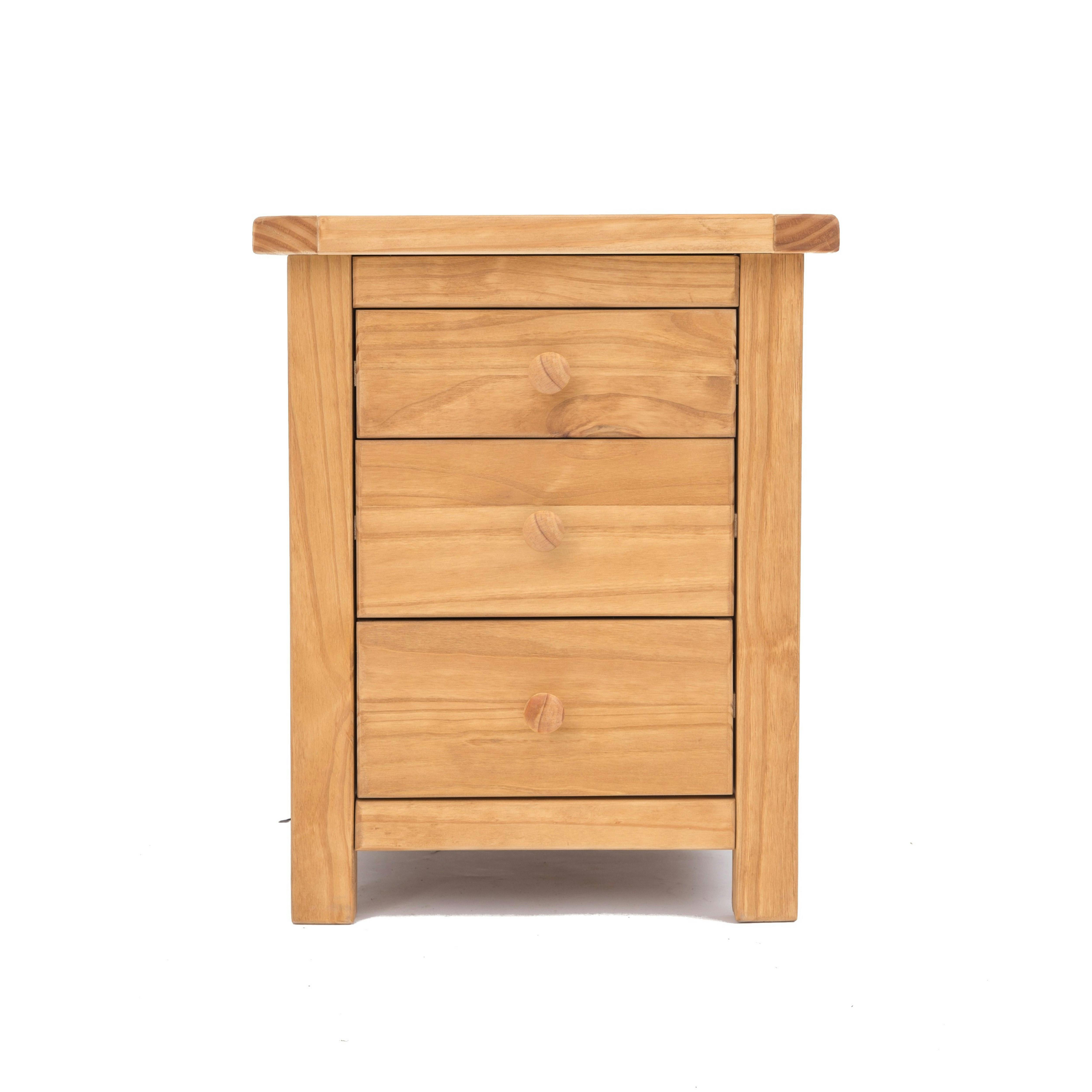 Cabinet Bits Lugo 3 Drawer Bedside Cabinet - Brown / Wood Knob - Image 3