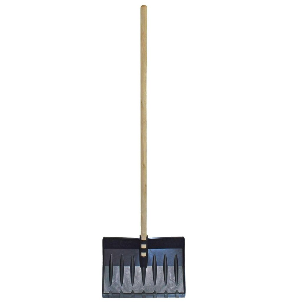 Rackhams Black Snow Shovel Spade With Wooden Handle For Clearing Snow & Debris - 2 X