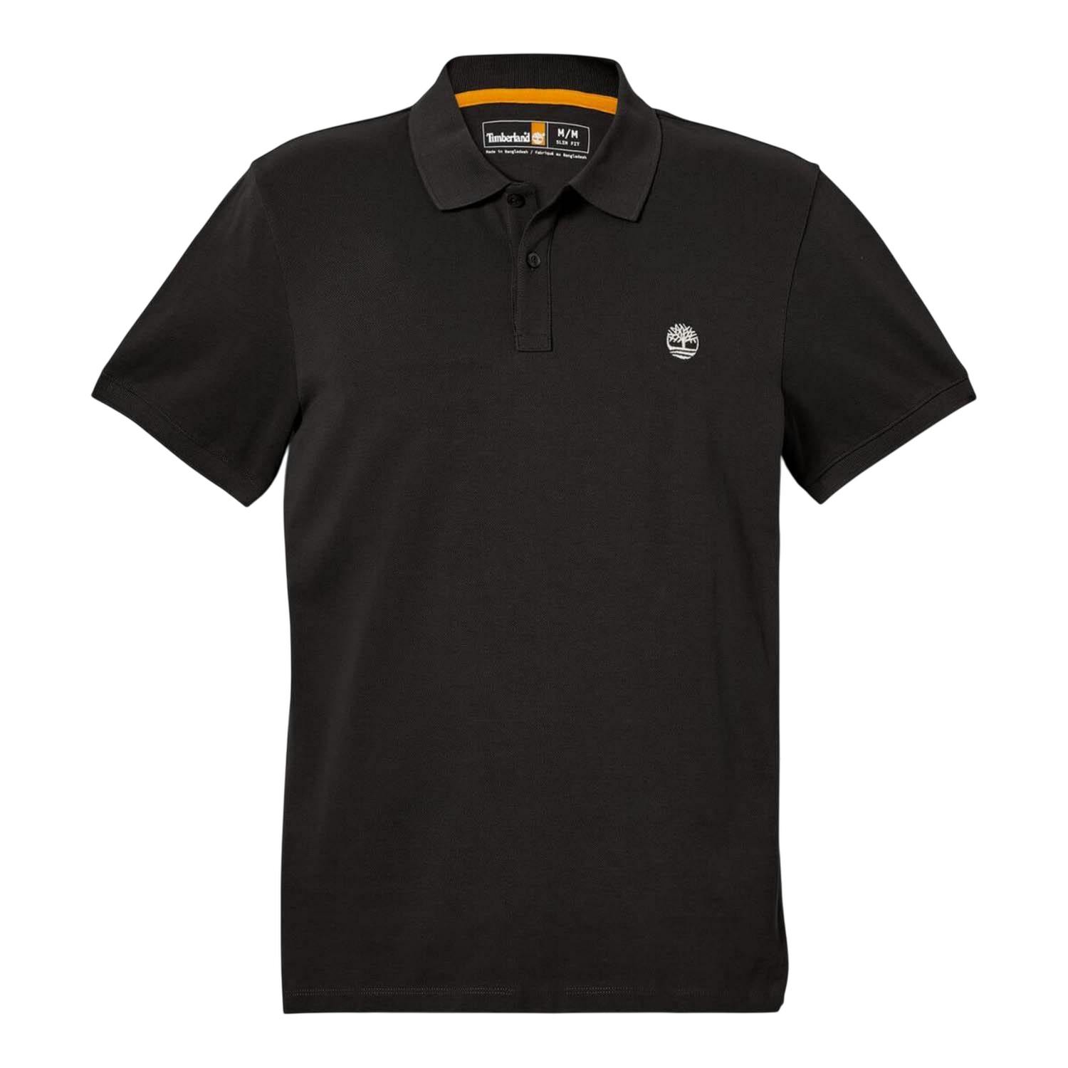 Timberland Men's Black Oyster River Logo Short-Sleeved Polo Shirt - M - 100% Cotton