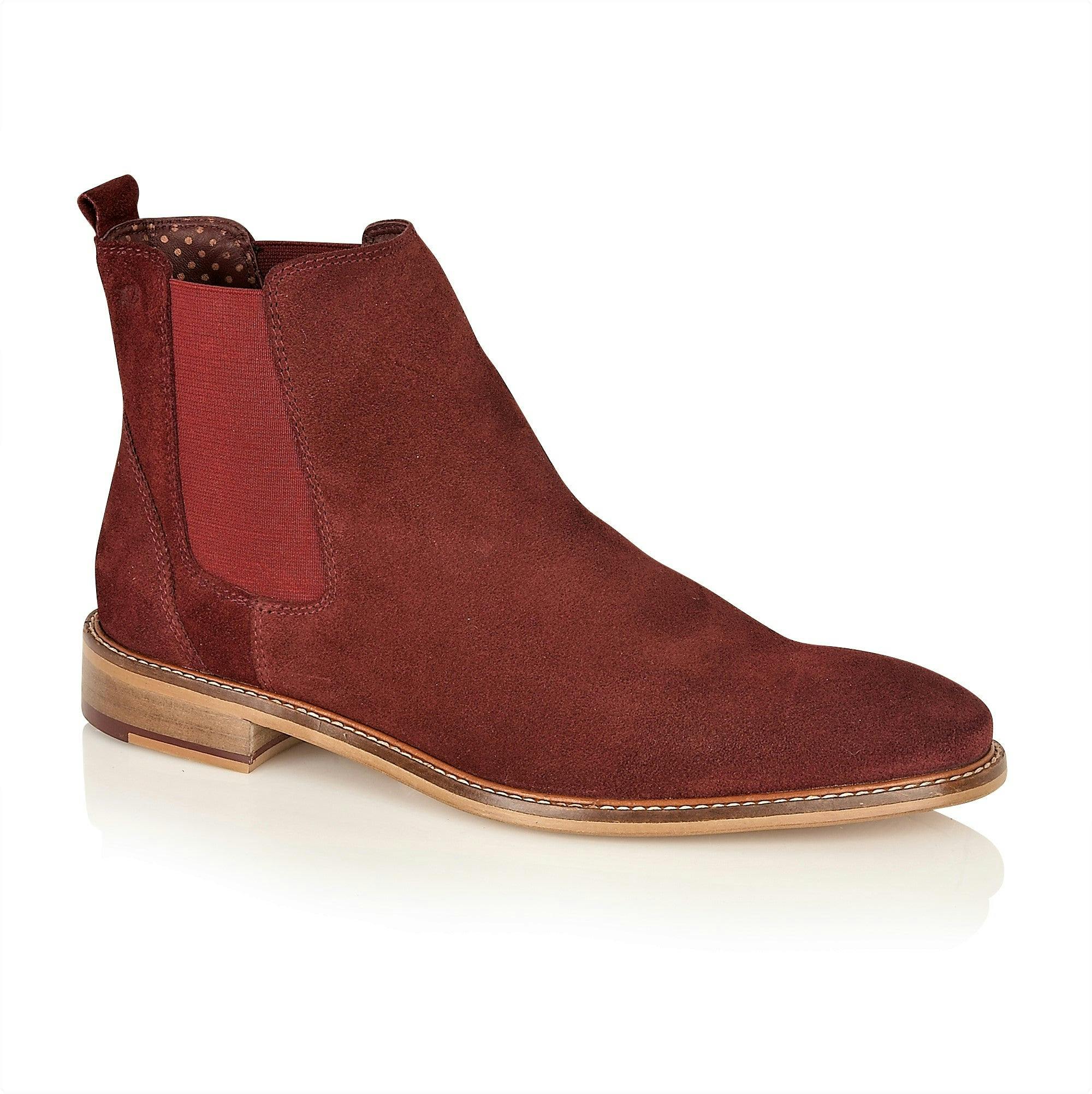 London Brogues Men's Hamilton Suede Chelsea Boot Bordo - 11