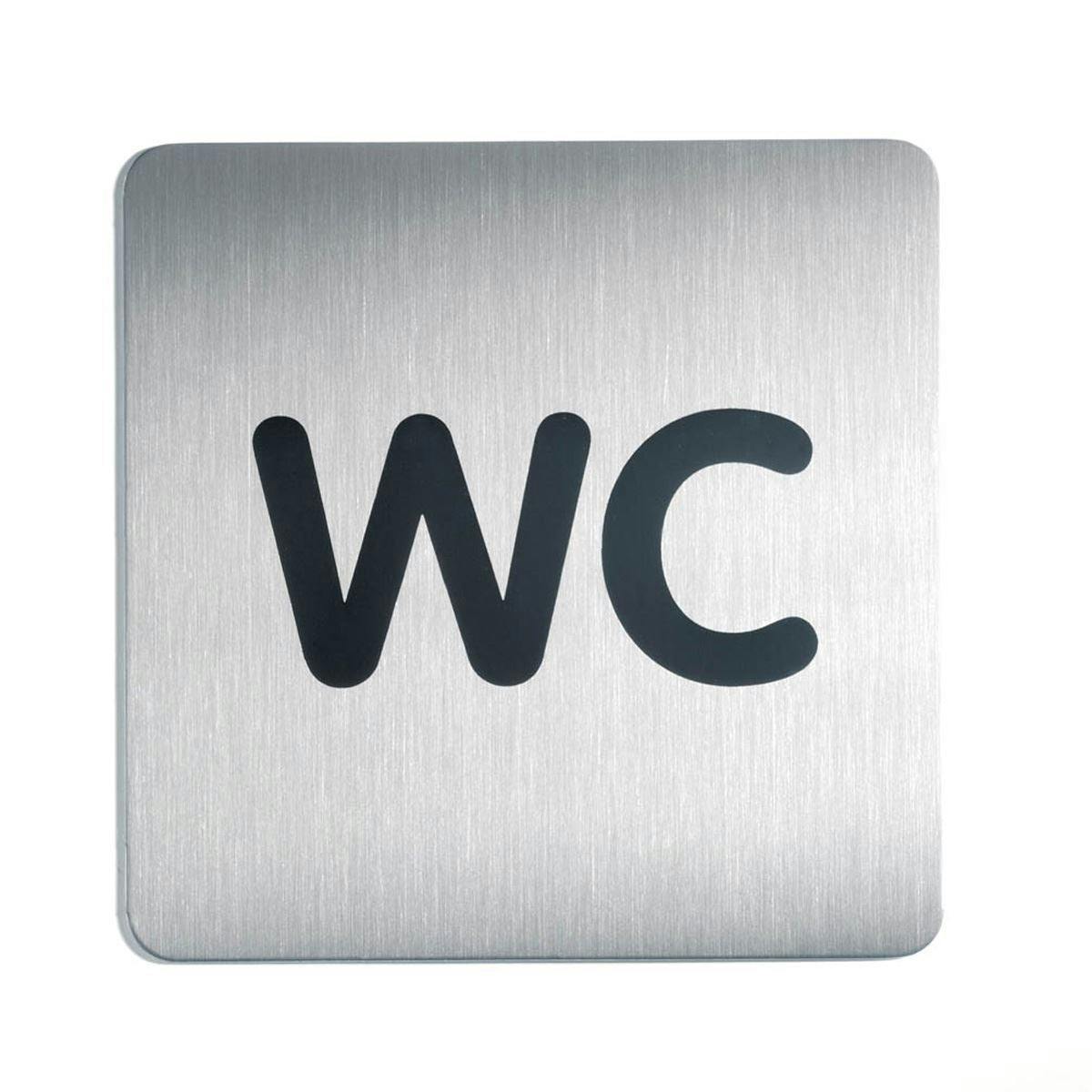 Rackhams Adhesive Wc Symbol Square Bathroom Toilet Sign | Brushed Stainless Steel