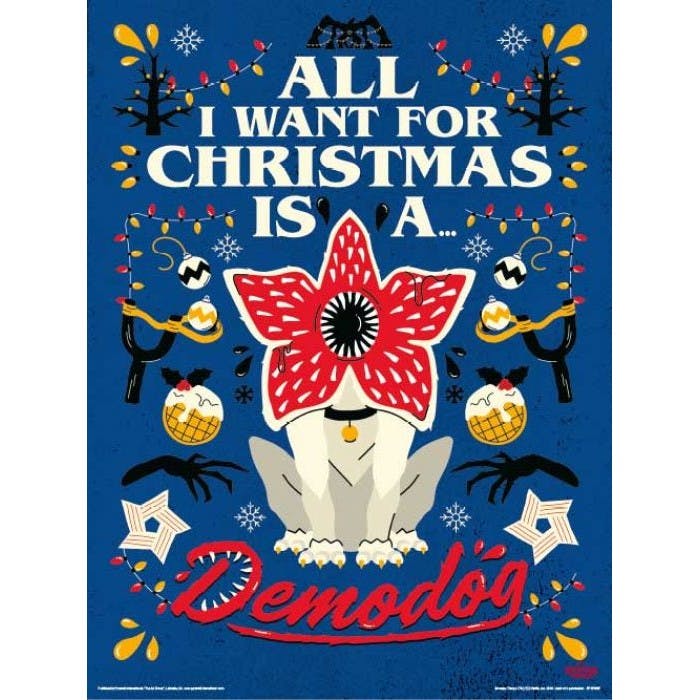 Stranger Things Blue/Black/White All I Want For Christmas Poster - 40Cm X 30Cm