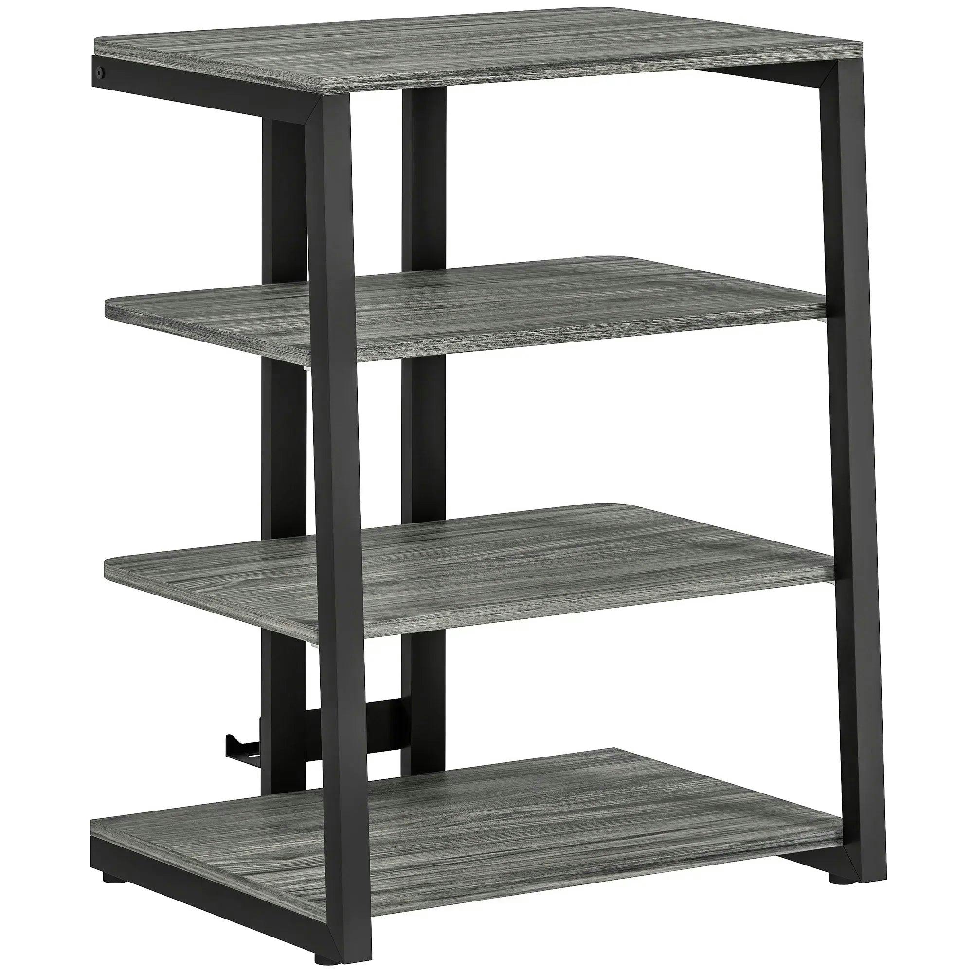 Homcom Unisex Dark Grey Hifi Rack Stand W/ 4-Tier Record Player Stand - Image 5