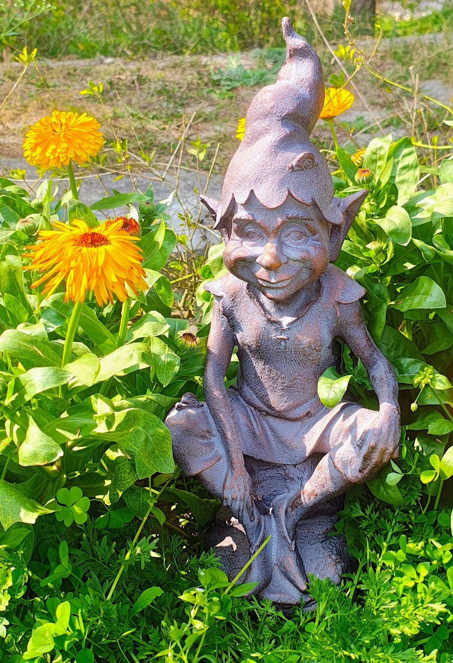 Rackhams Light Pixie On A Stone Sculpture Garden Ornament - Sculpture - Resin - Large