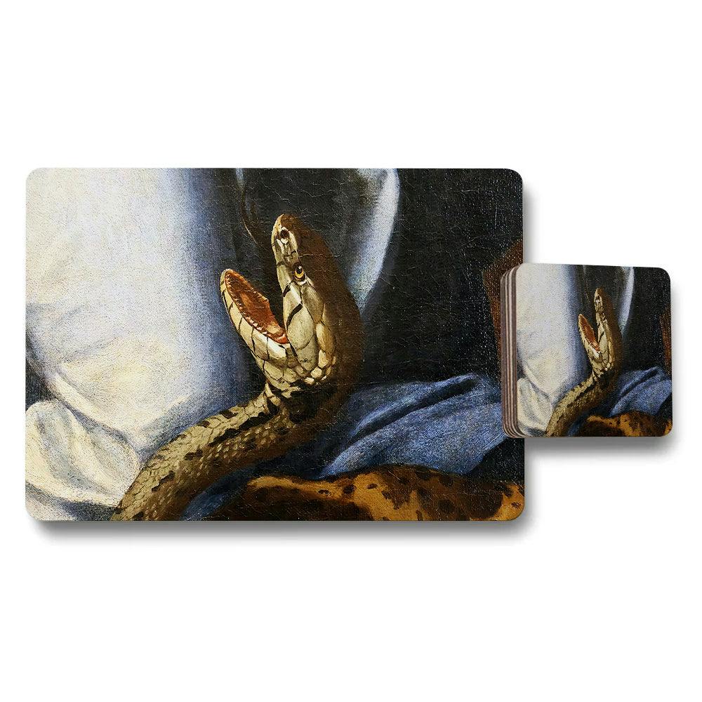 Rackhams Snake Artwork Placemat And Coaster Set With Reptile Print