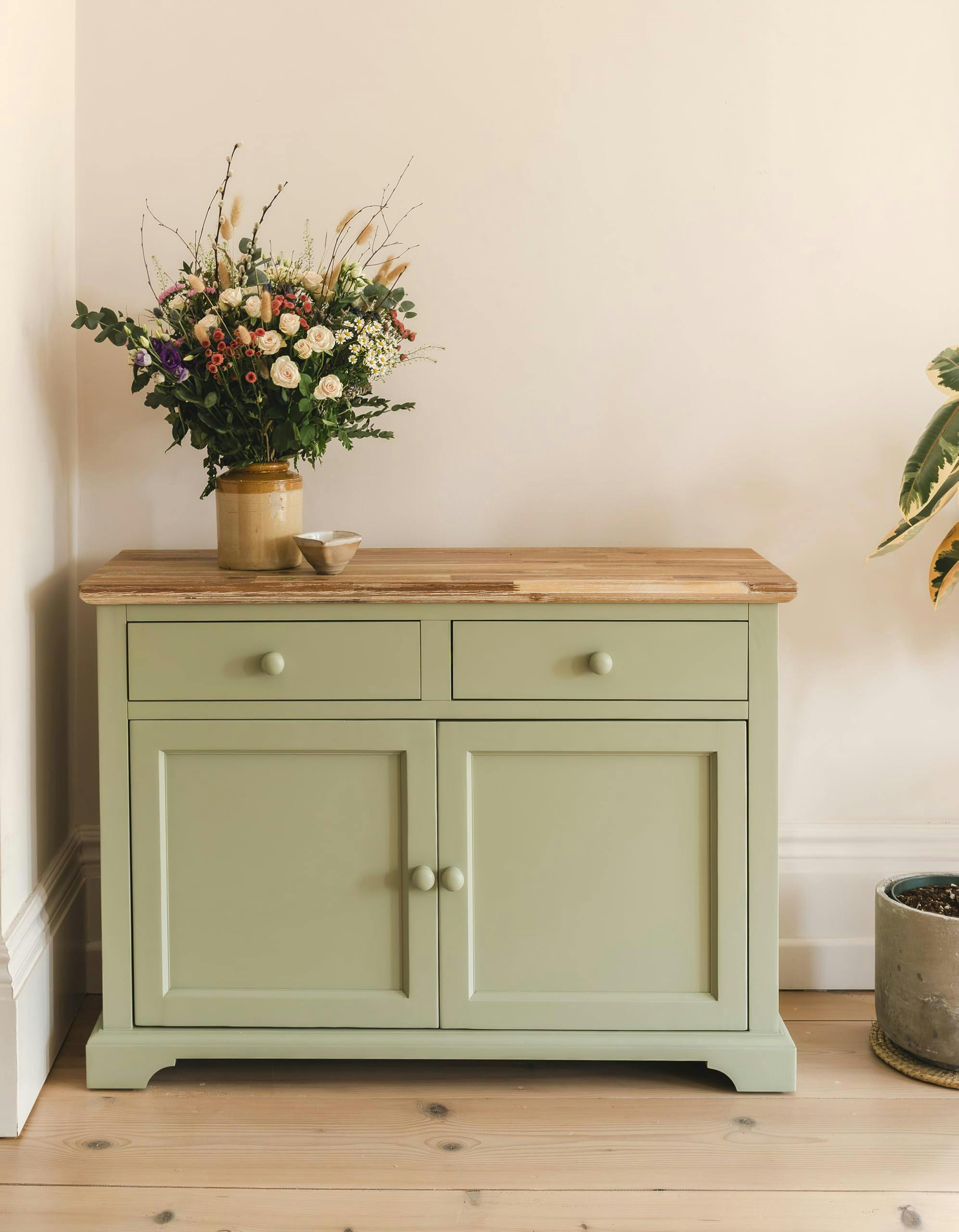 Statement Furniture Green Florence Sideboard With Cupboard And 2 Drawers - Sage