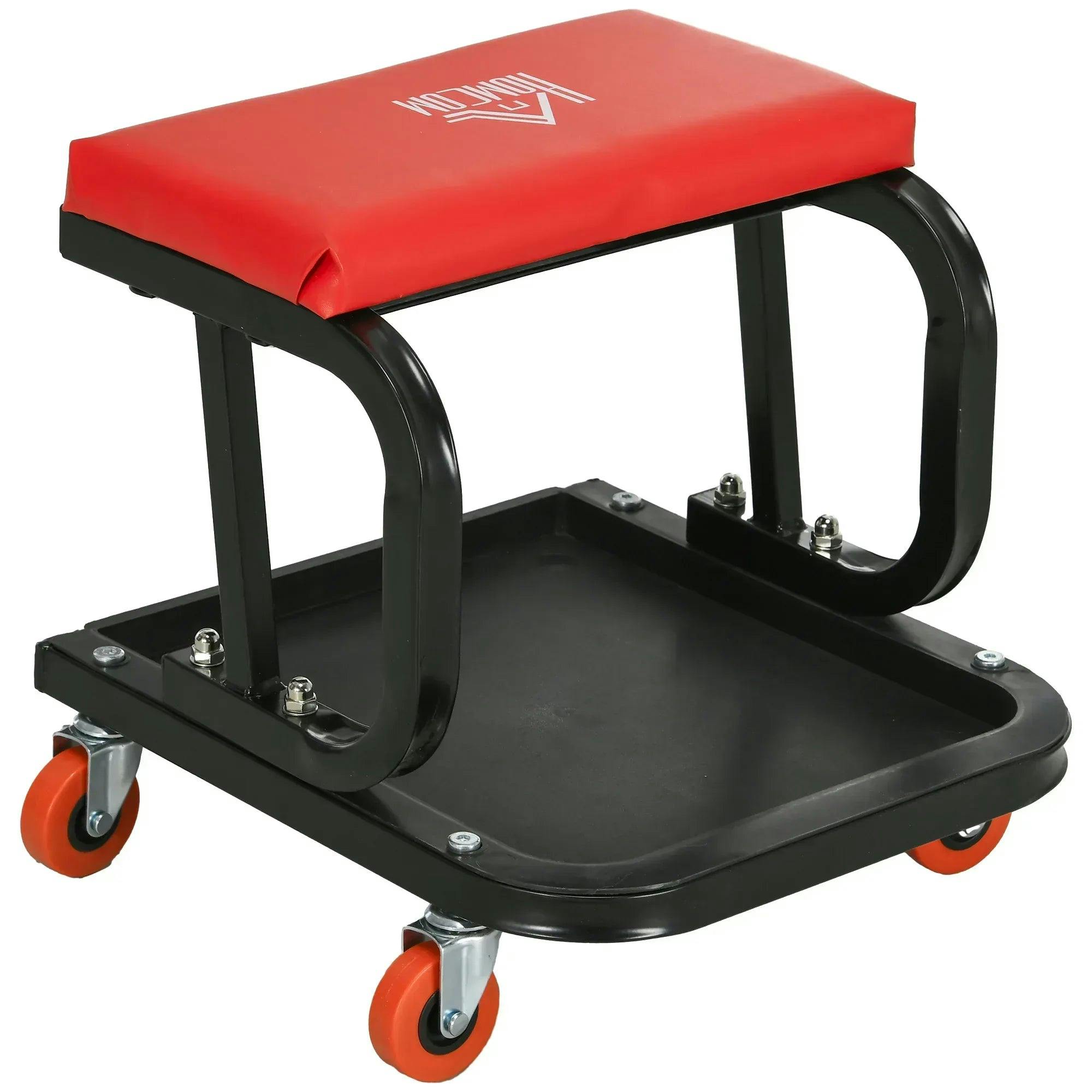 B&Q - Workshop StoolRolling Mechanic Stool With 360-Degree SwivelRed - Image 5