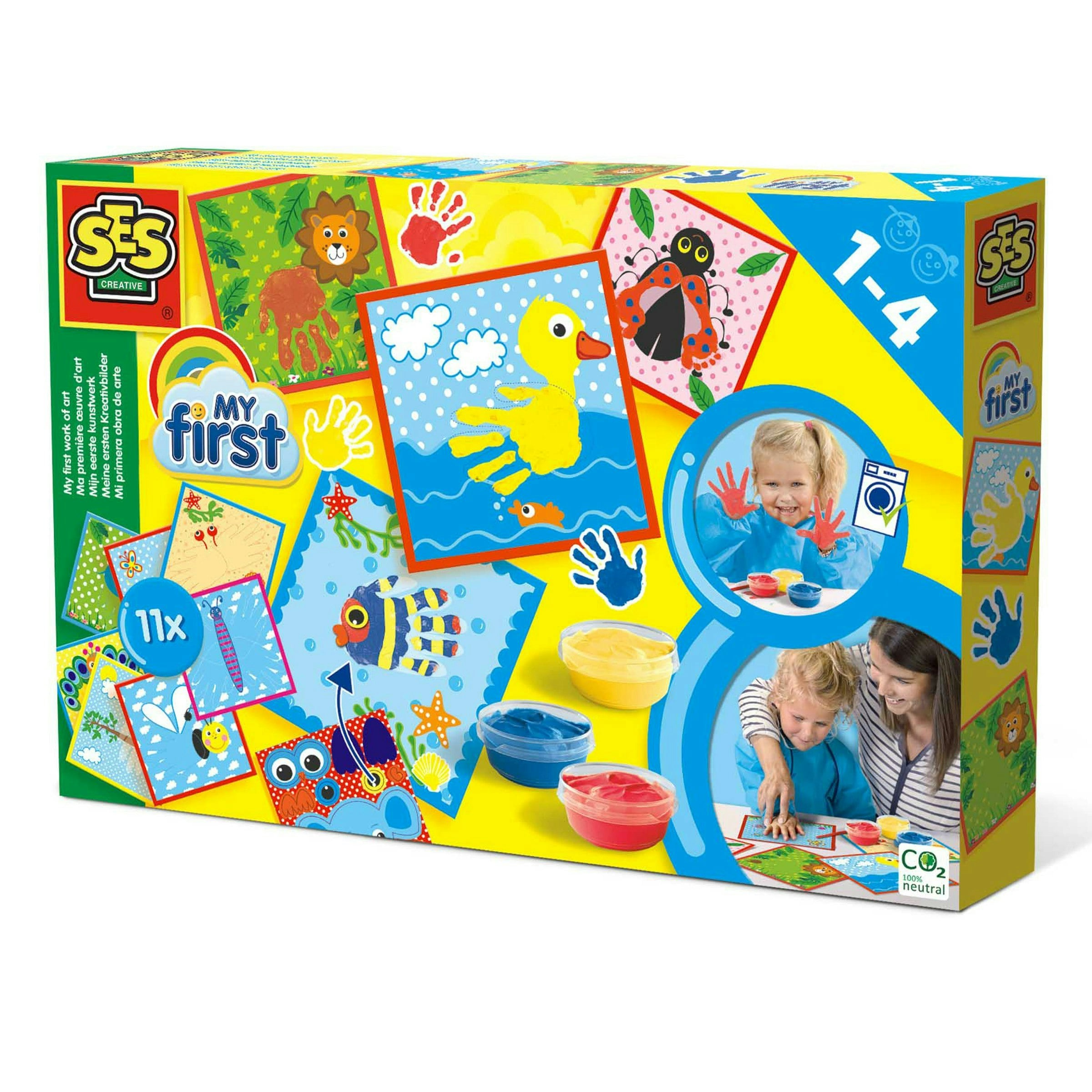 SES Creative My First Work Of Art - Children's Craft Kit - Finger Painting Set for Toddlers - Includes Paint, Brush, Cards - Ages 1-4 - Image 2