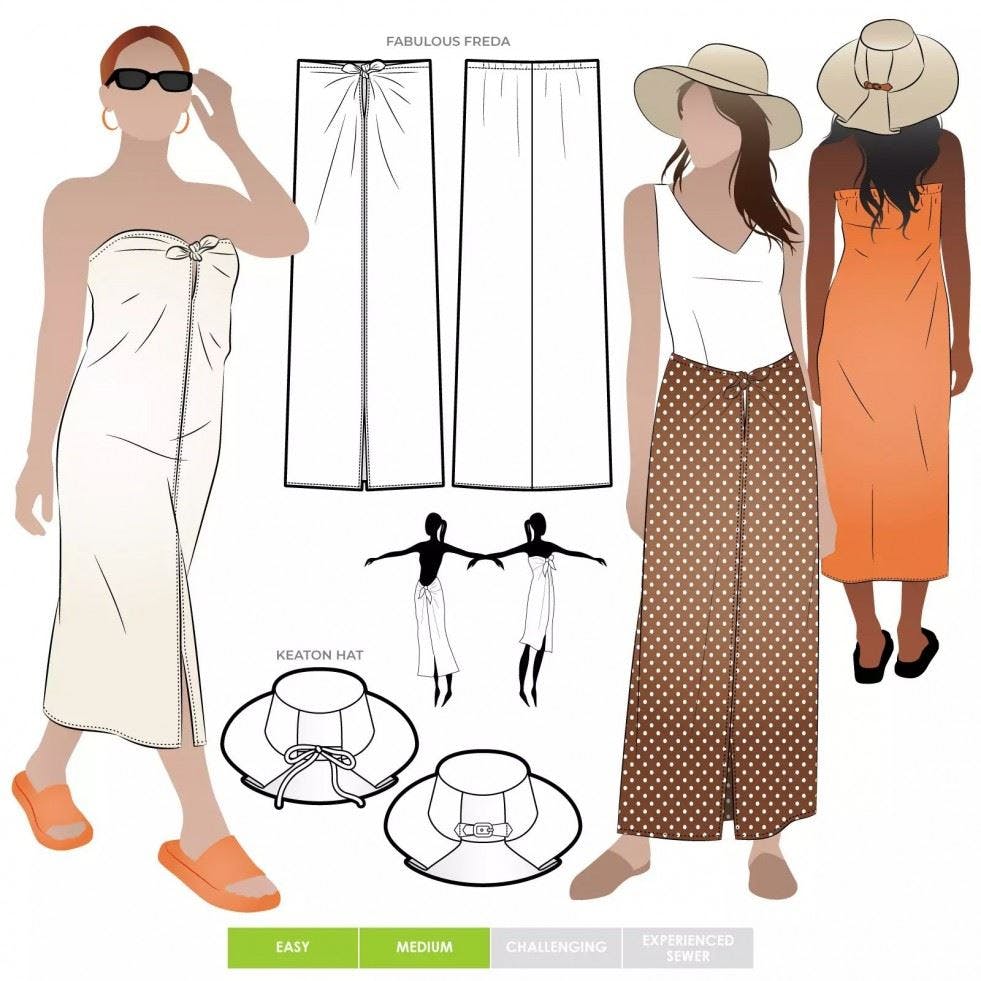 Style Arc Women's Sewing Pattern Summer Vacay Set - Swimwear, Headwear For - Intermediate - Sizes 18-30