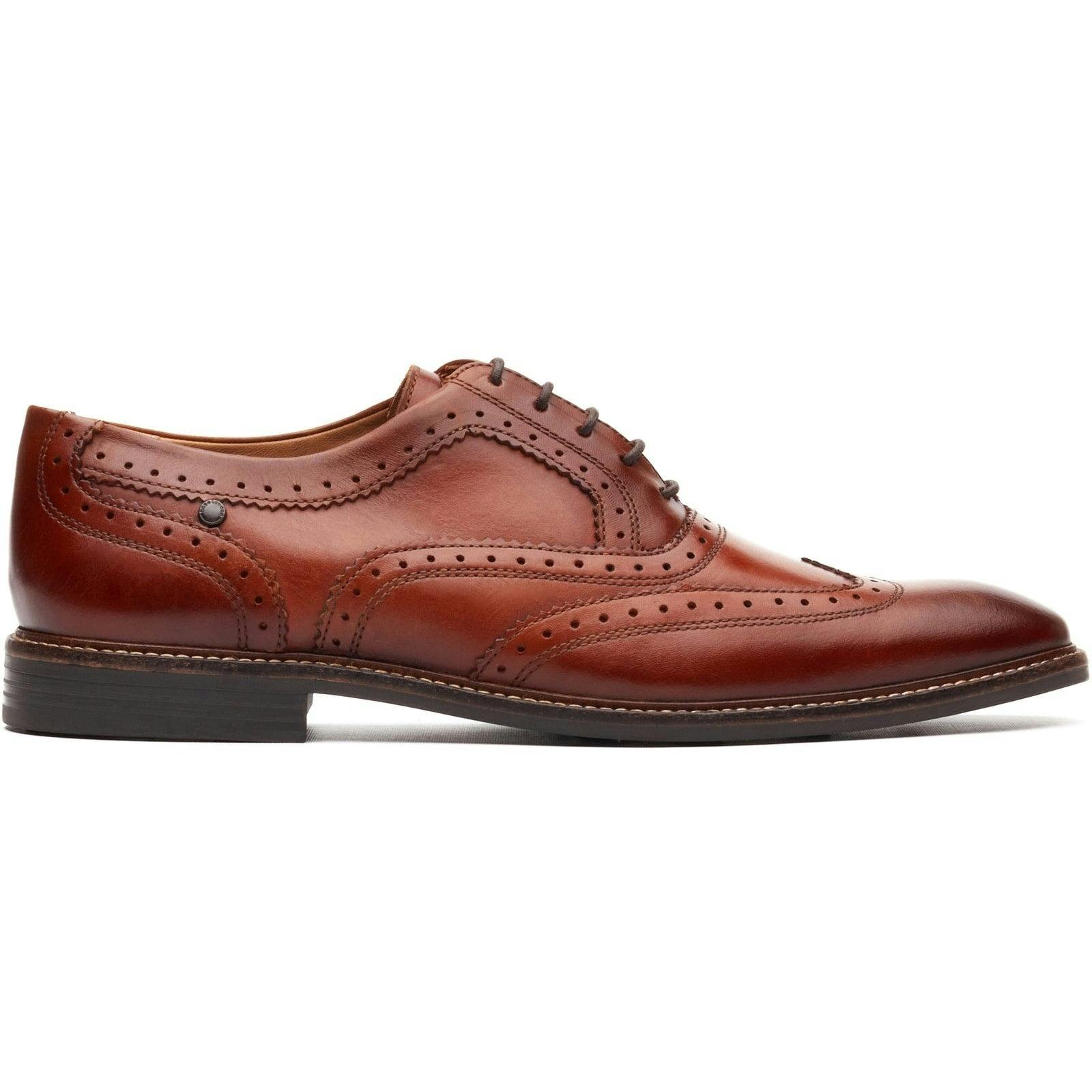 Base London Men's Clarence Brogue Shoes Tan - Uk 6 - Tan
