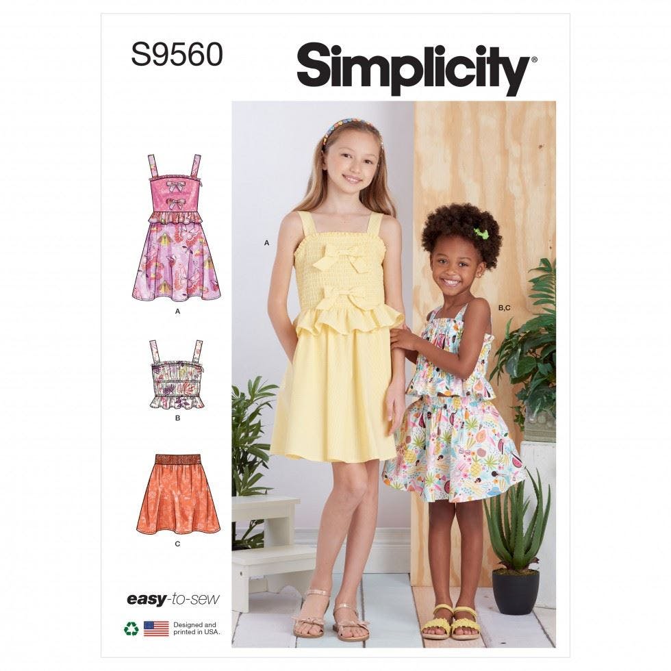 Simplicity Sewing Pattern 9560, Dresses, Tops, Skirts For Kids, Hh (3-4-5-6) - Easy - Hh (3-4-5-6)