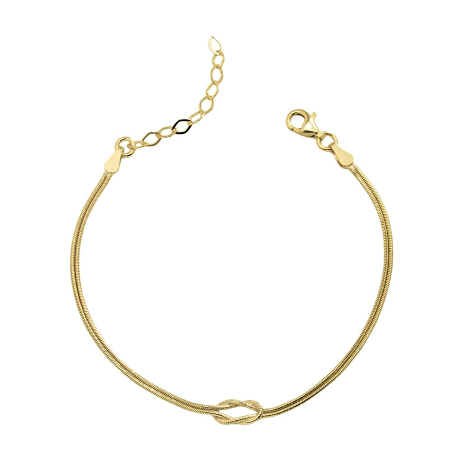 Spero London Silver/Gold Sterling Snake Chain Knot Bracelet