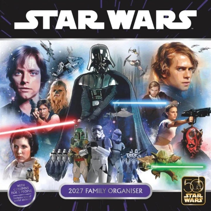 Star Wars Classic 2027 Family Organiser Wall Calendar Official Licensed Star Wars Calendar, Multi-Column Family Planner, Stickers Included, Monthly Layout Featuring Iconic Classic Trilogy Artwork - Image 4