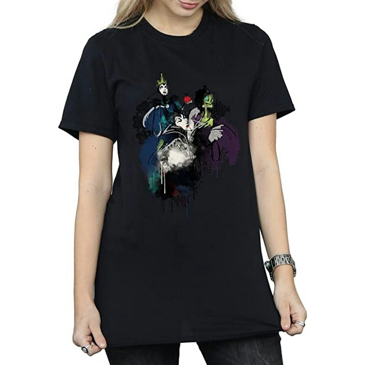Disney Women's Black / Villains Cotton T-Shirt - Extra Large