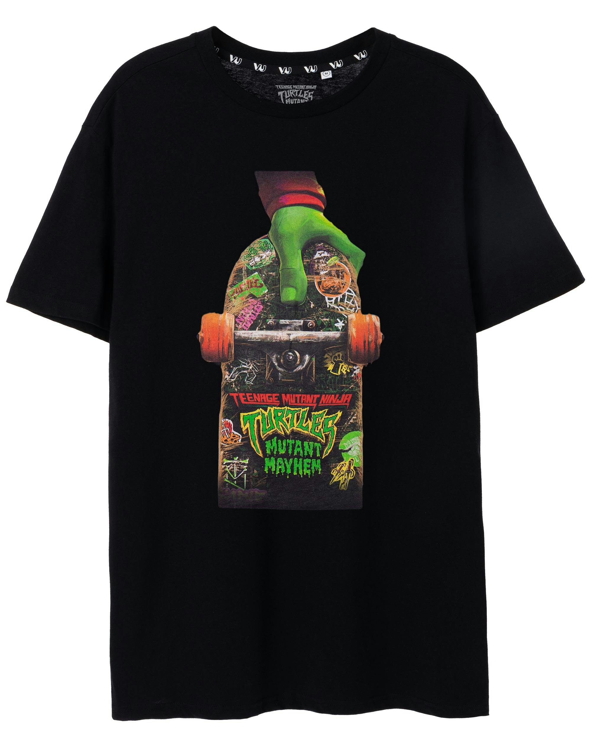 Vanilla Underground Men's Black Teenage Mutant Ninja Turtles Mutant Mayhem Skateboard Short Sleeved T-Shirt - XXX-Large