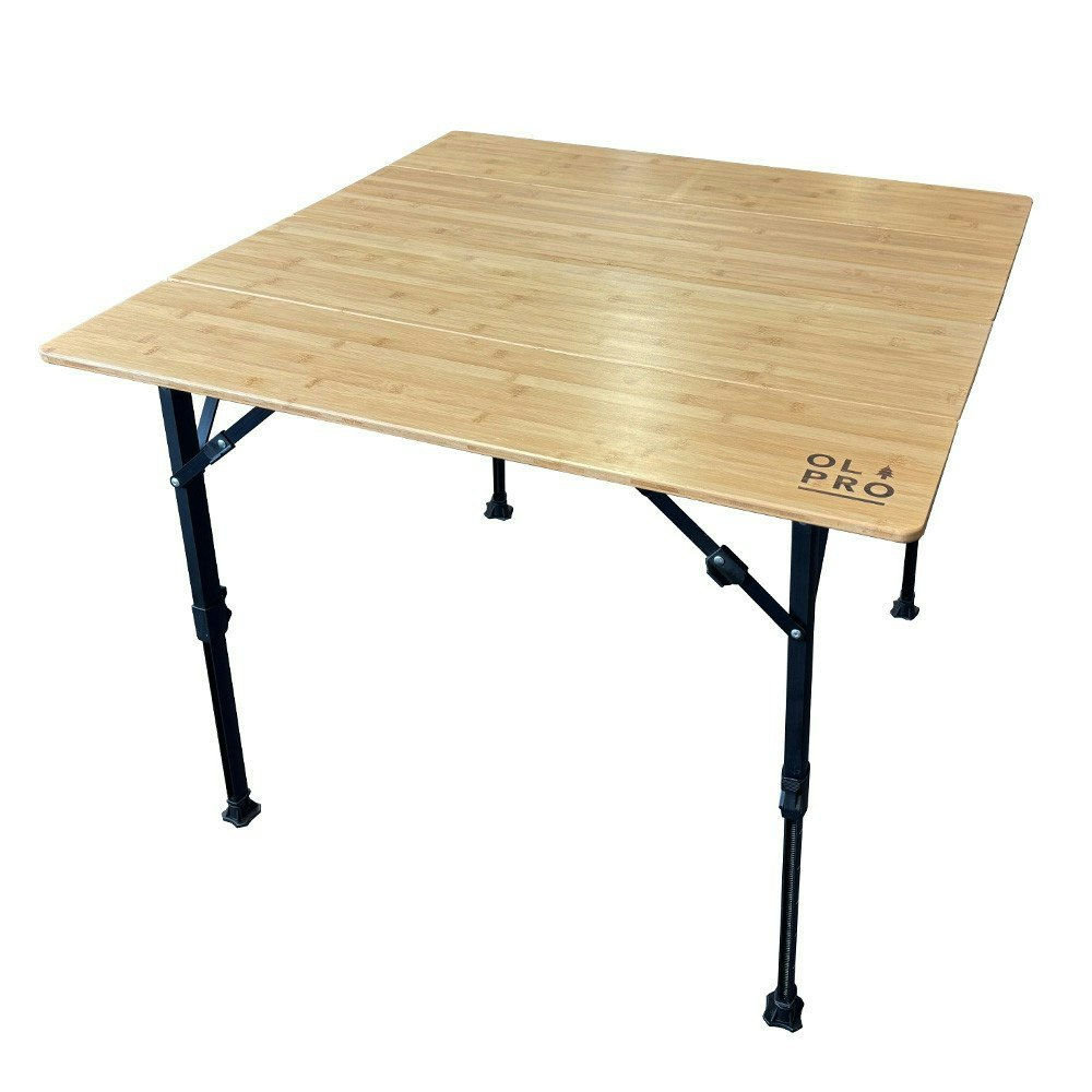 Olpro Bamboo Camping Table 4 Folding 90Cm X 90Cm