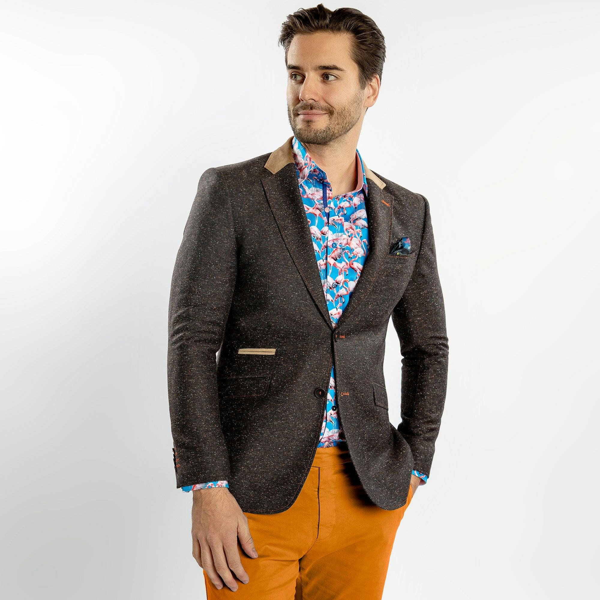 Claudio Lugli Dark/Brown/Green The Creative Contrast Blazer - Chocolate - 48 Uk/ 58 Eu