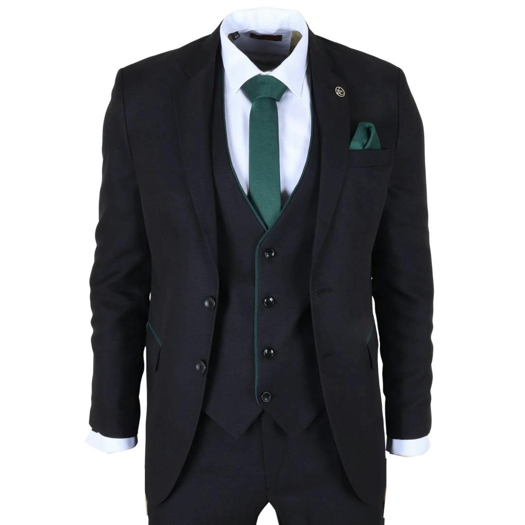 Truclothing Men's Black Im48 - 3 Piece Tailored Fit Suit - 36" Jacket 30" Trousers