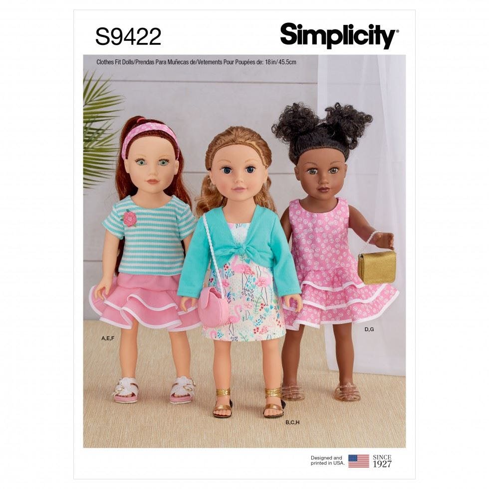 Simplicity Sewing Pattern 9422, Doll Clothes Os (One Size) - Intermediate - Os (One Size)