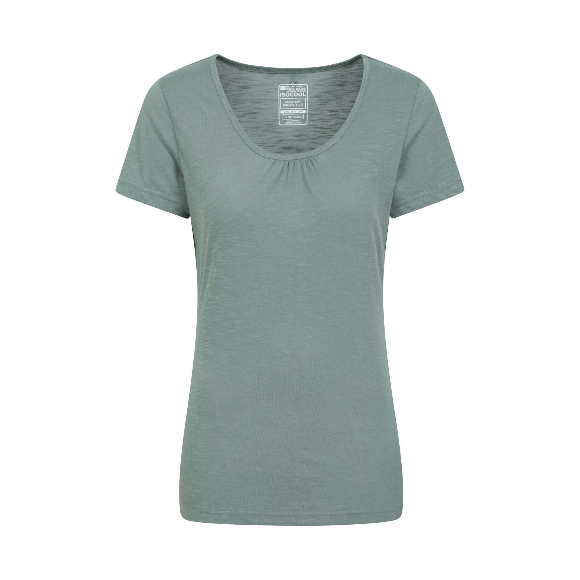 Mountain Warehouse Women's Green / Agra Quick Dry T-Shirt - Khaki - Khaki - 6 Uk - 100% Polyester