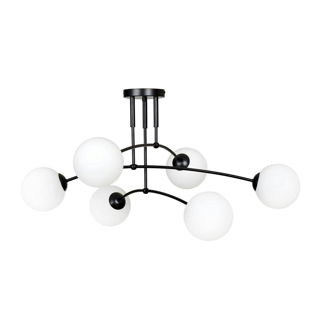 Rackhams Black/White Pregos Ceiling Lamp 6 X E14 With Shade
