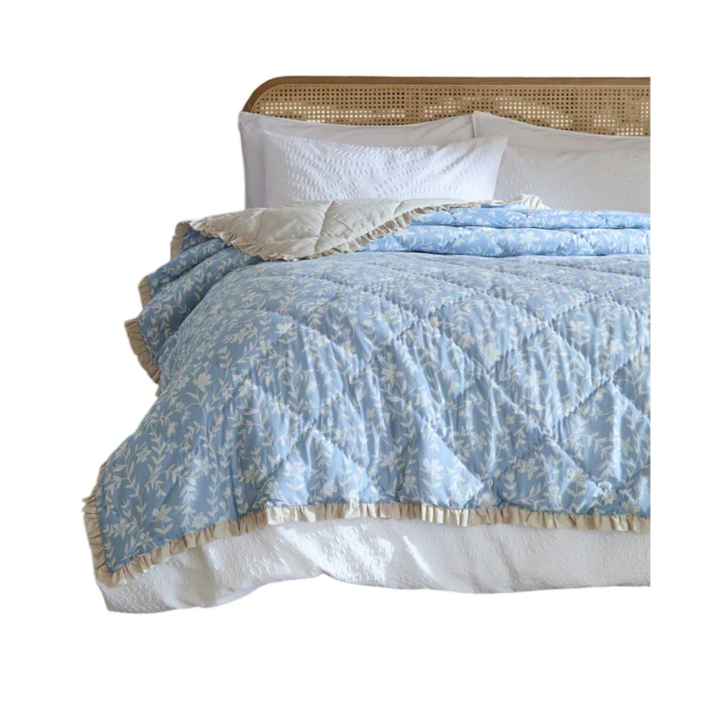 Wylder Blue Amelia Cotton Quilted Bedspread - Delph - 240Cm X 260Cm - Delph - 100% Mixed