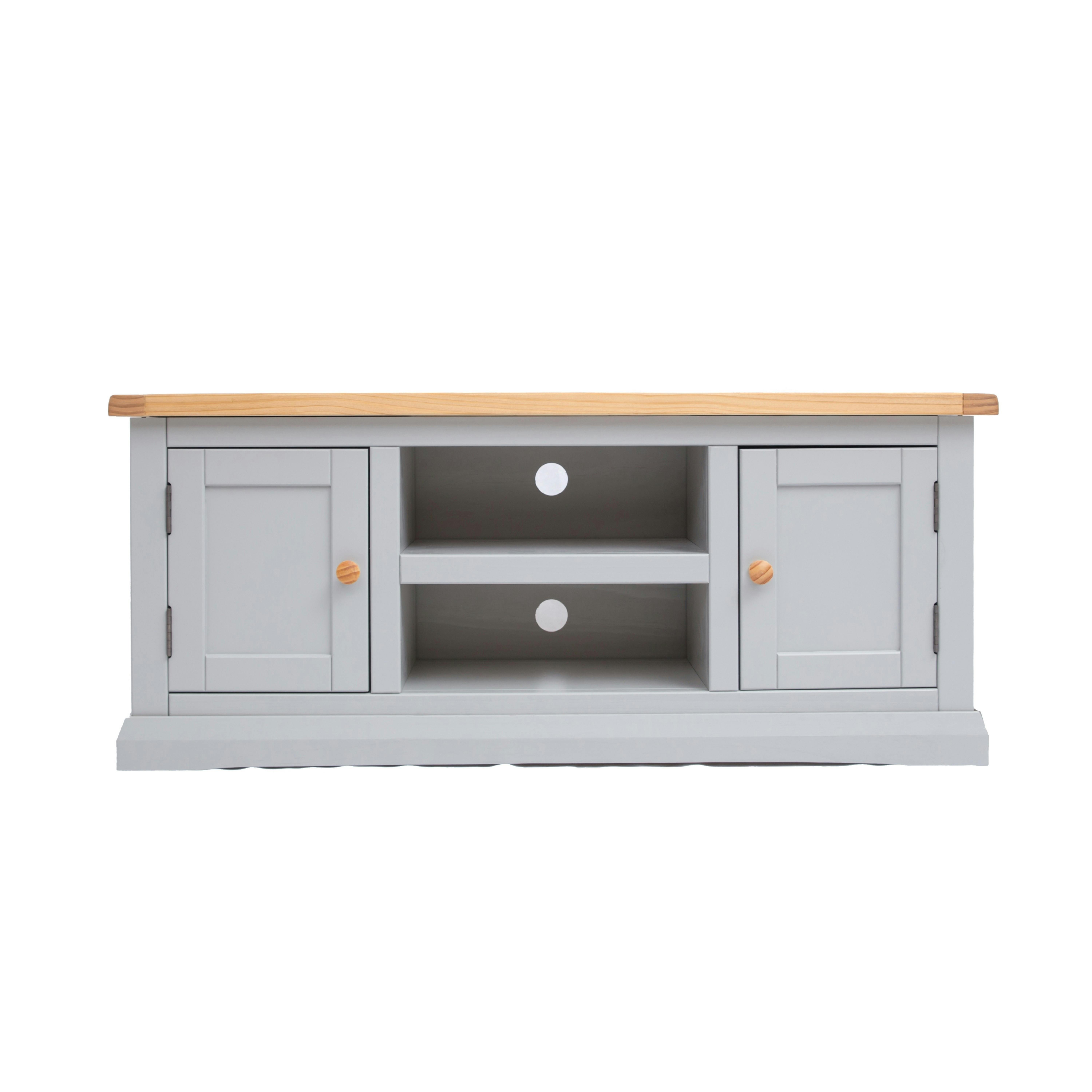 Rackhams Light/Grey Loreo 2 Door Tv Cabinet Wood Knob