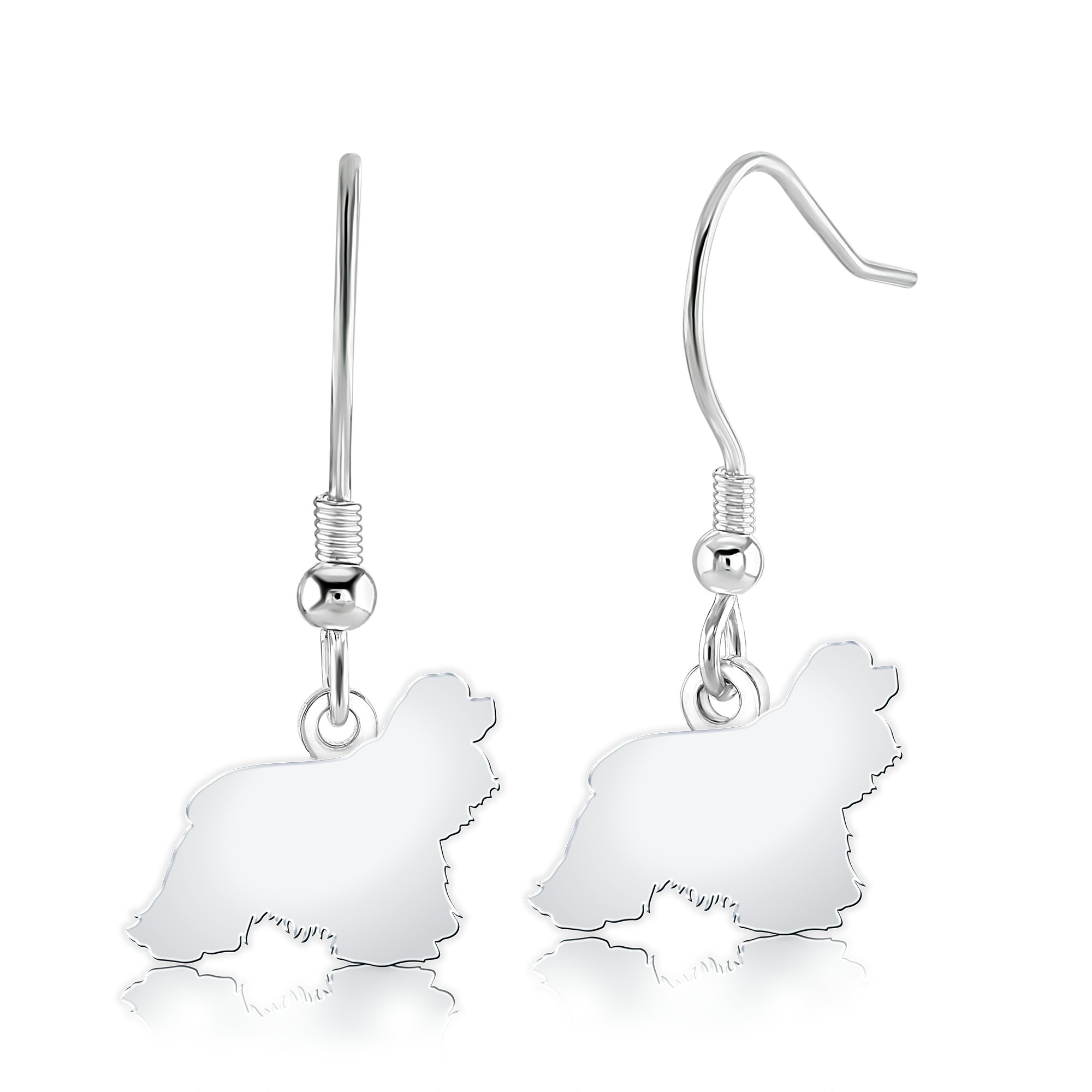Mylee London Silver American Cocker Spaniel Silhouette Earrings - No - Hook