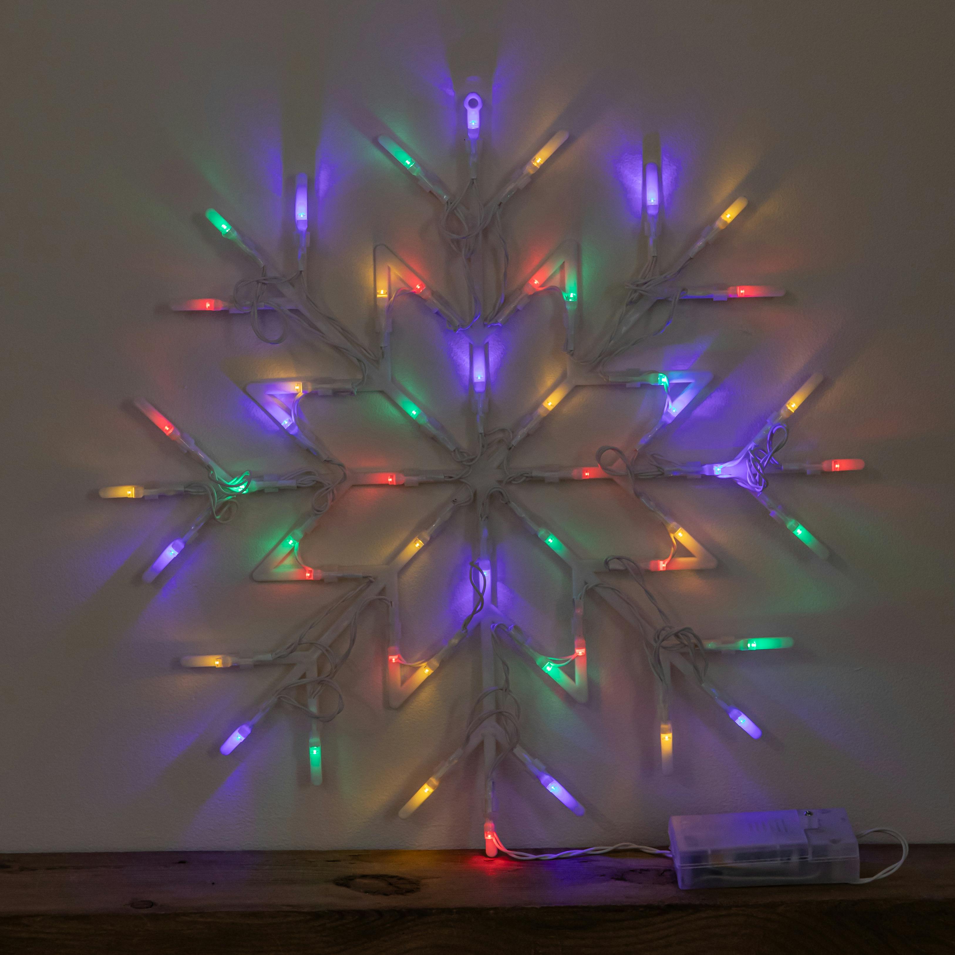 Samuel Alexander 34Cm Battery Operated Light Up Christmas Snowflake With Multi-Coloured Leds - White - Image 4