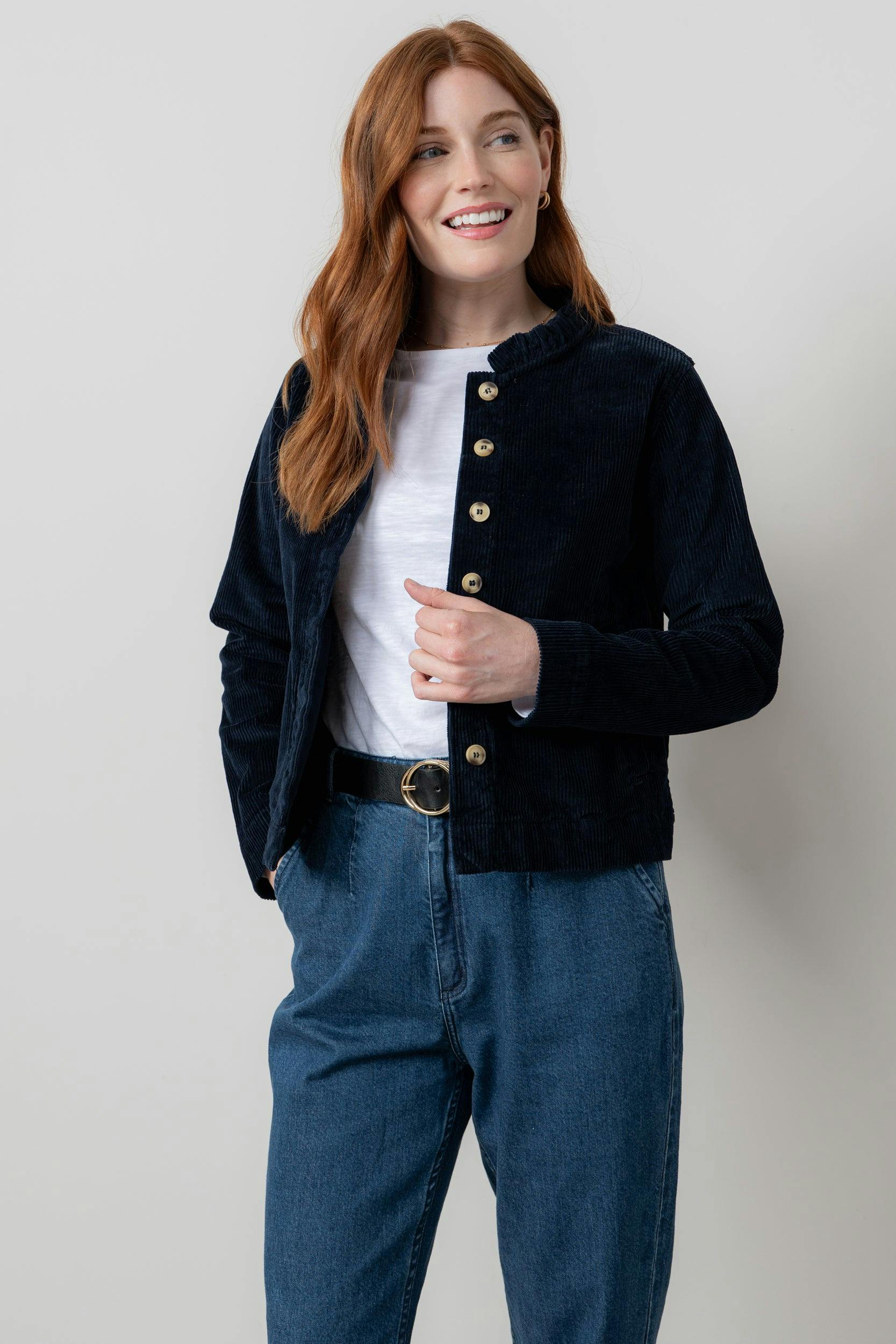 Lily & Me Rene Stretch Jumbo Cord Jacket Navy - 20 - Navy