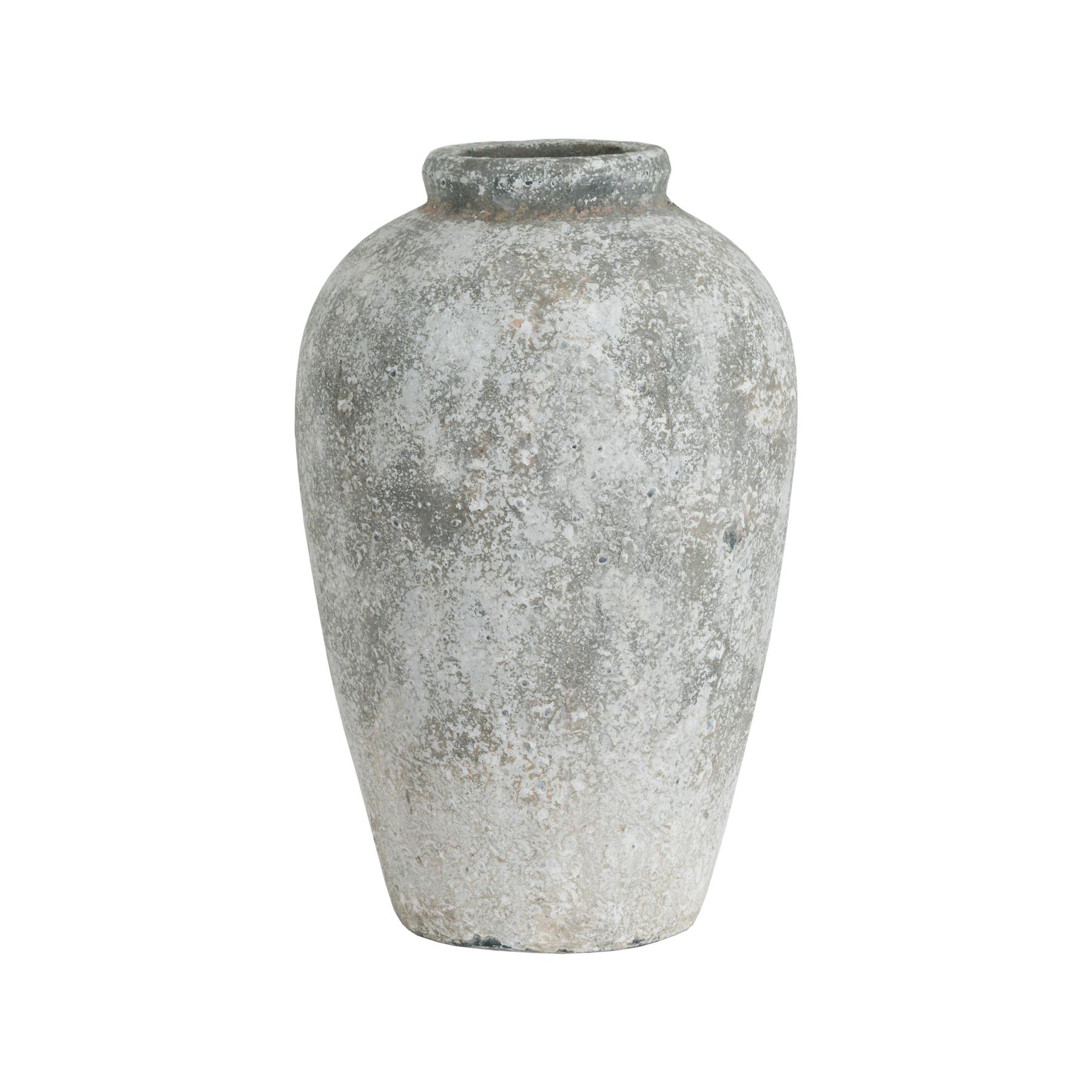 Hill Interiors Grey Aged Stone Tall Ceramic Vase - One Size - 100% Ceramic