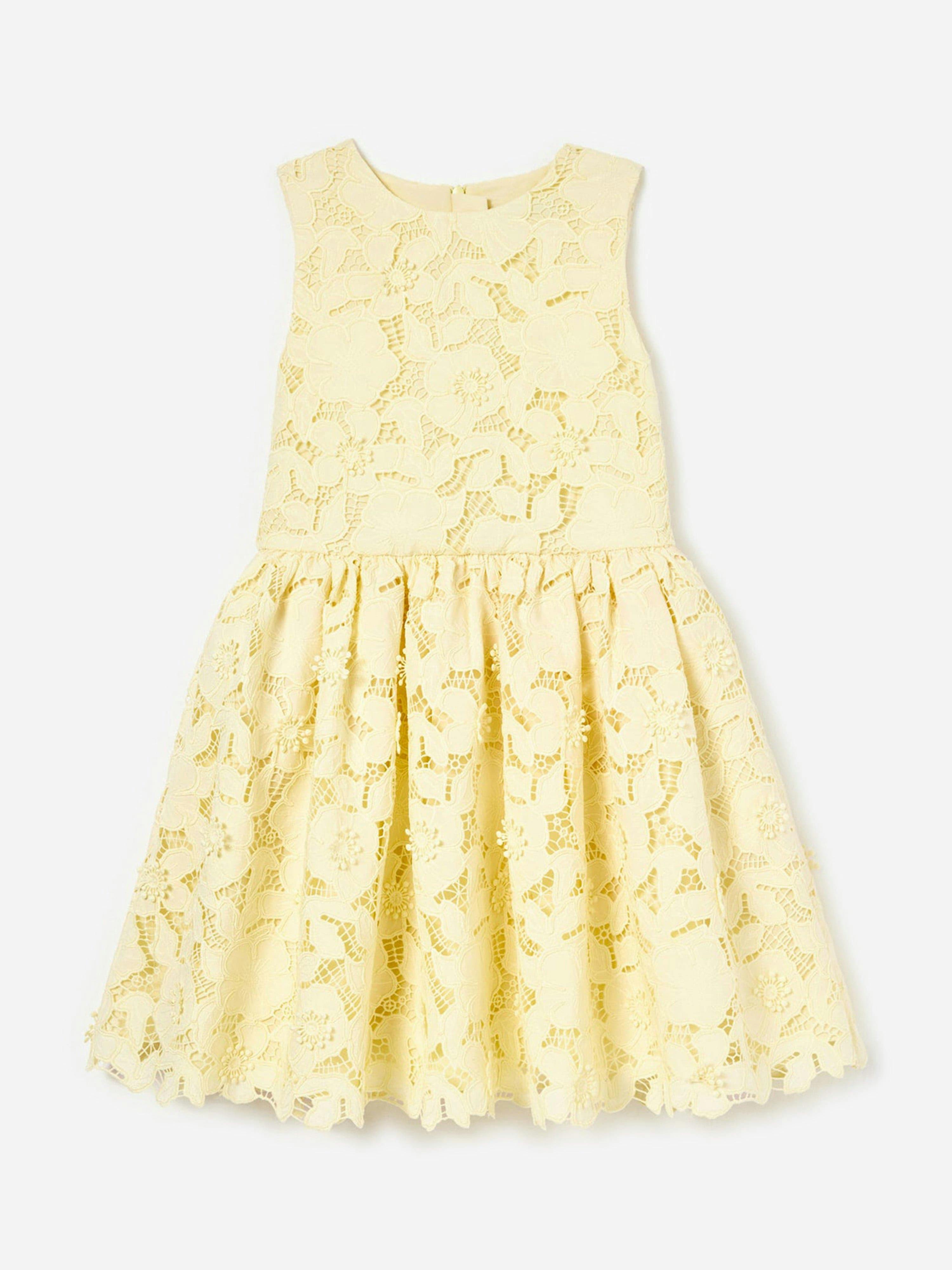 Self Portrait Girls Yellow Sleeveless Lace Dress In - 8 - 10 Yrs