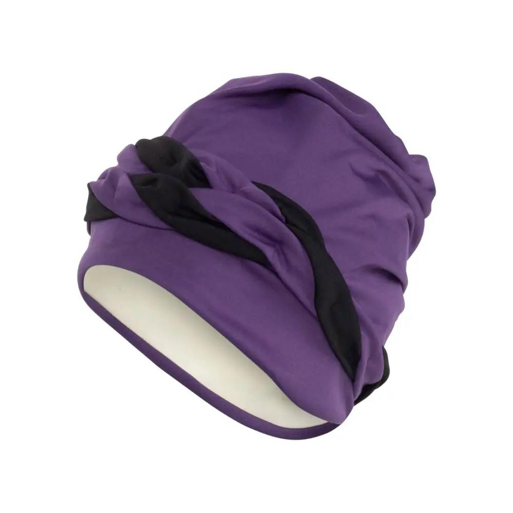 Fashy Purple/Black Braid Fabric Swim Cap