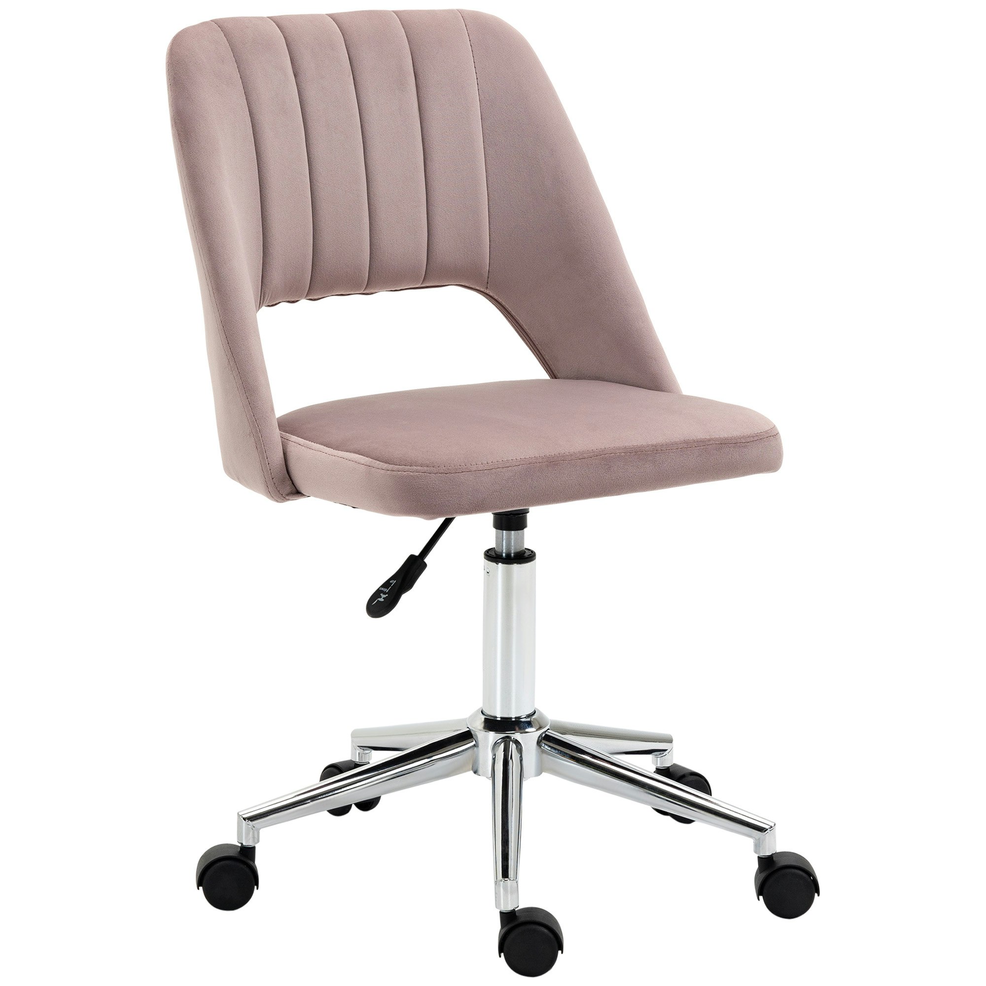 Vinsetto Pink Mid-Back Swivel Home Office Chair Scallop Computer Chair