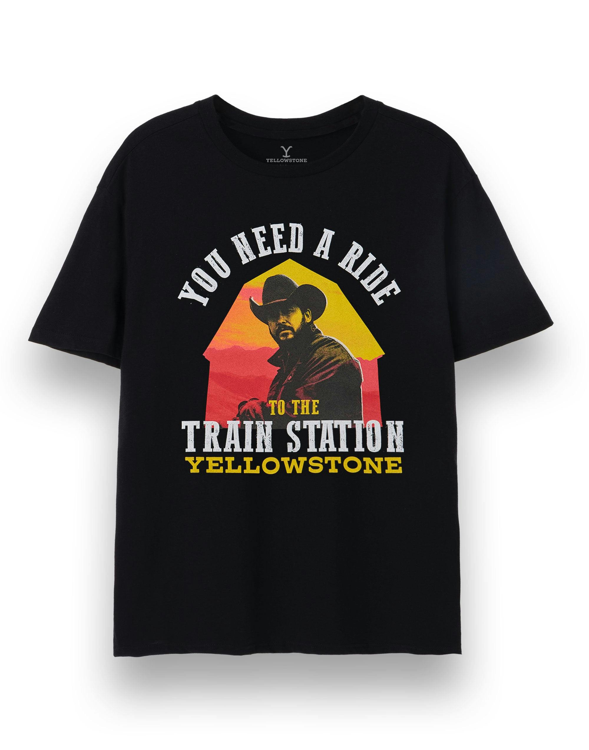 Vanilla Underground Men's Black Yellowstone Need A Ride Short Sleeved T-Shirt - XX-Large