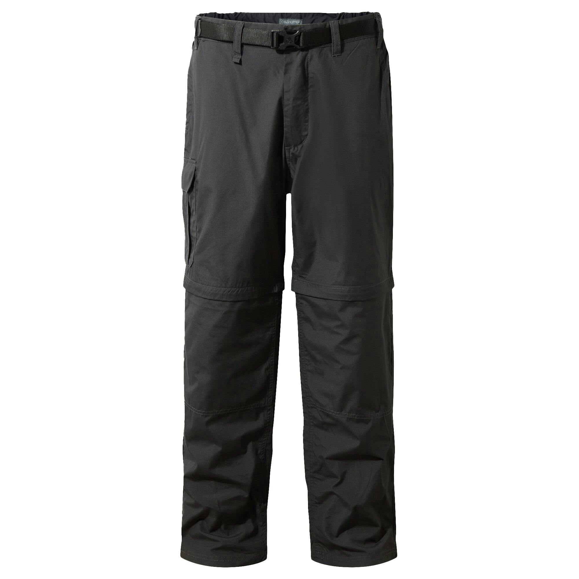 Craghoppers Men's Black Kiwi Peached Convertible Trousers - Pepper - 40R - Pepper - 65% Recycled Polyester/35% Recycled Cotton