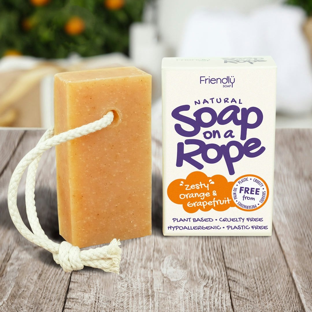 Friendly Soap Orange - Natural Soap On A Rope - 'Zesty' & Grapefruit - 125G - 125G - Natural Handmade Soap On A Rope - 1