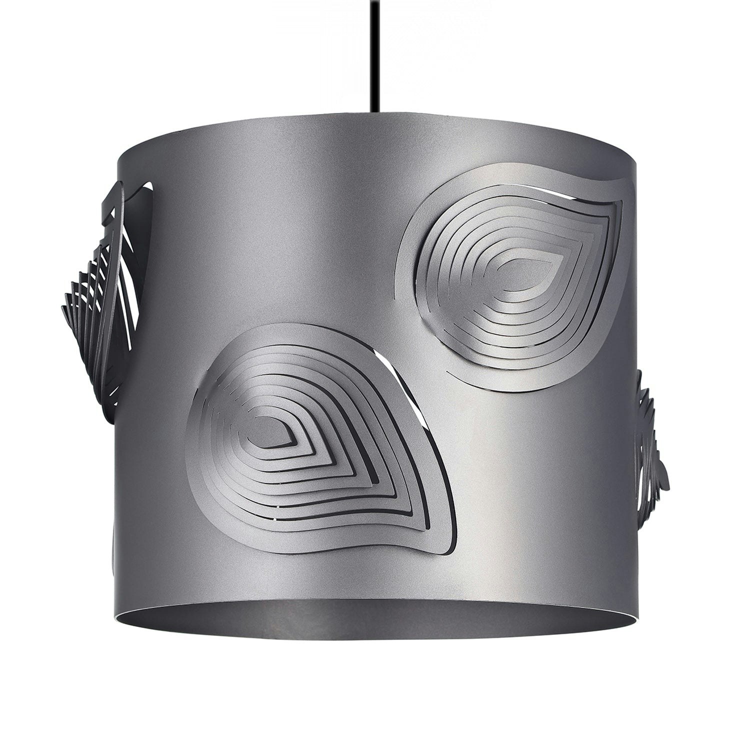 Rackhams Grey Pearl Solid Metal Easy Fit Pendant Shade With Laser Cut Leaves 22Cm