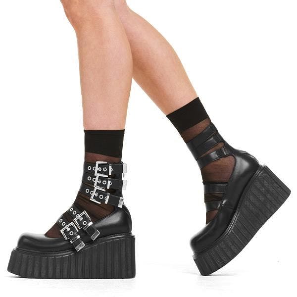 Lamoda Women's Black Under The Influence Chunky Platform Creeper Shoes Comfortable - Uk4